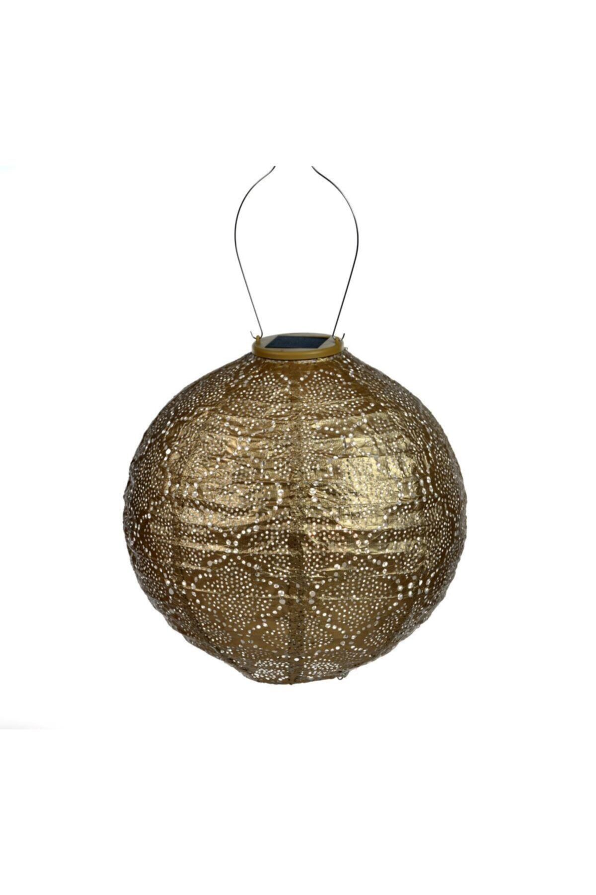 Via Gardenia Altın Sarısı Yuvarlak Solar Fener 30cm