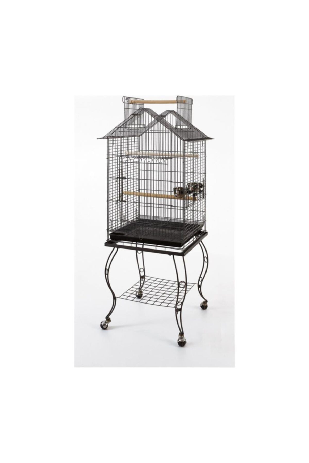 Qh Pet Cage Qh Sehpalı Papağan Kafesi Siyah 51x51x139
