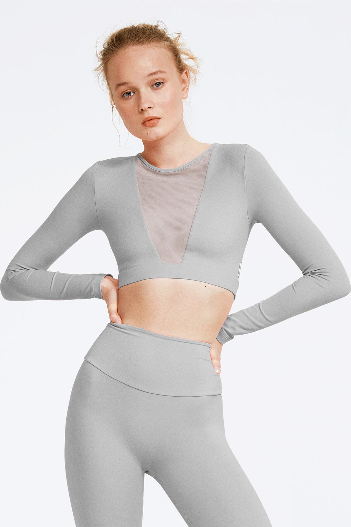 YES FLÂNEUSE Victoria Tül V Yaka Crop Top
