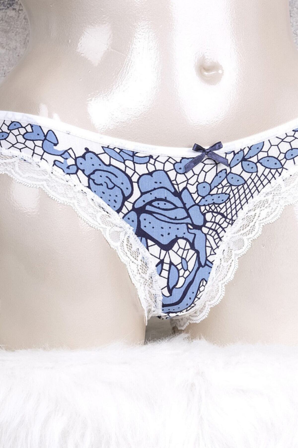 Anıl 2736 Desenli Pamuklu Dantelli Slip Külot