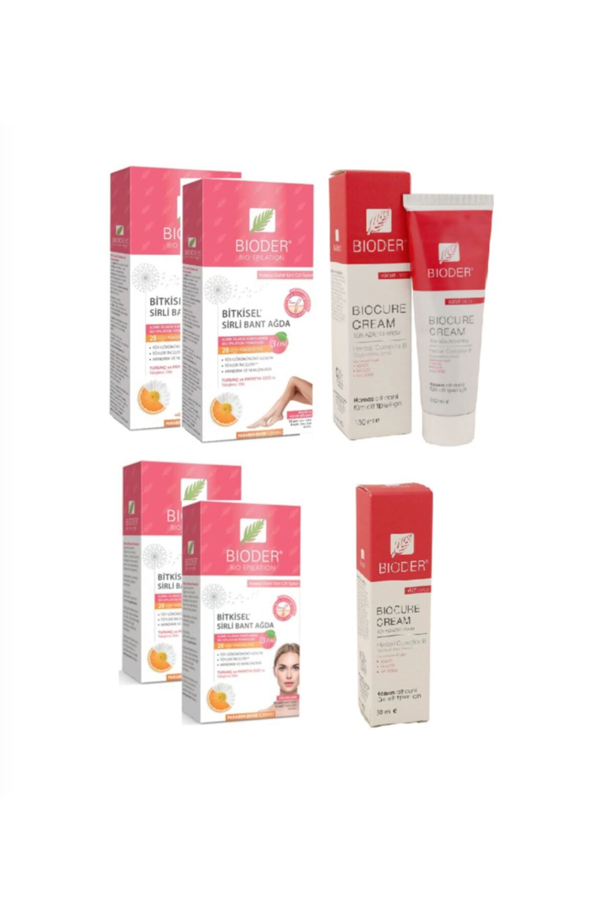 Bioder Yüz , Vücut Için Tüy Azaltıcı Set-ağda Bandı Yüz 40'lı+vücut 24'lü+ Yüz Krem 30 Ml+vücut Krem 130 Ml
