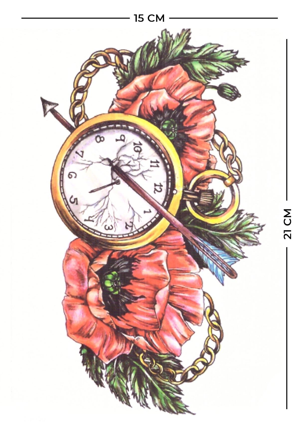 Store&Tattoo Ok Ve Saat Geçici Dövme Orta Boy 21x15 Cm