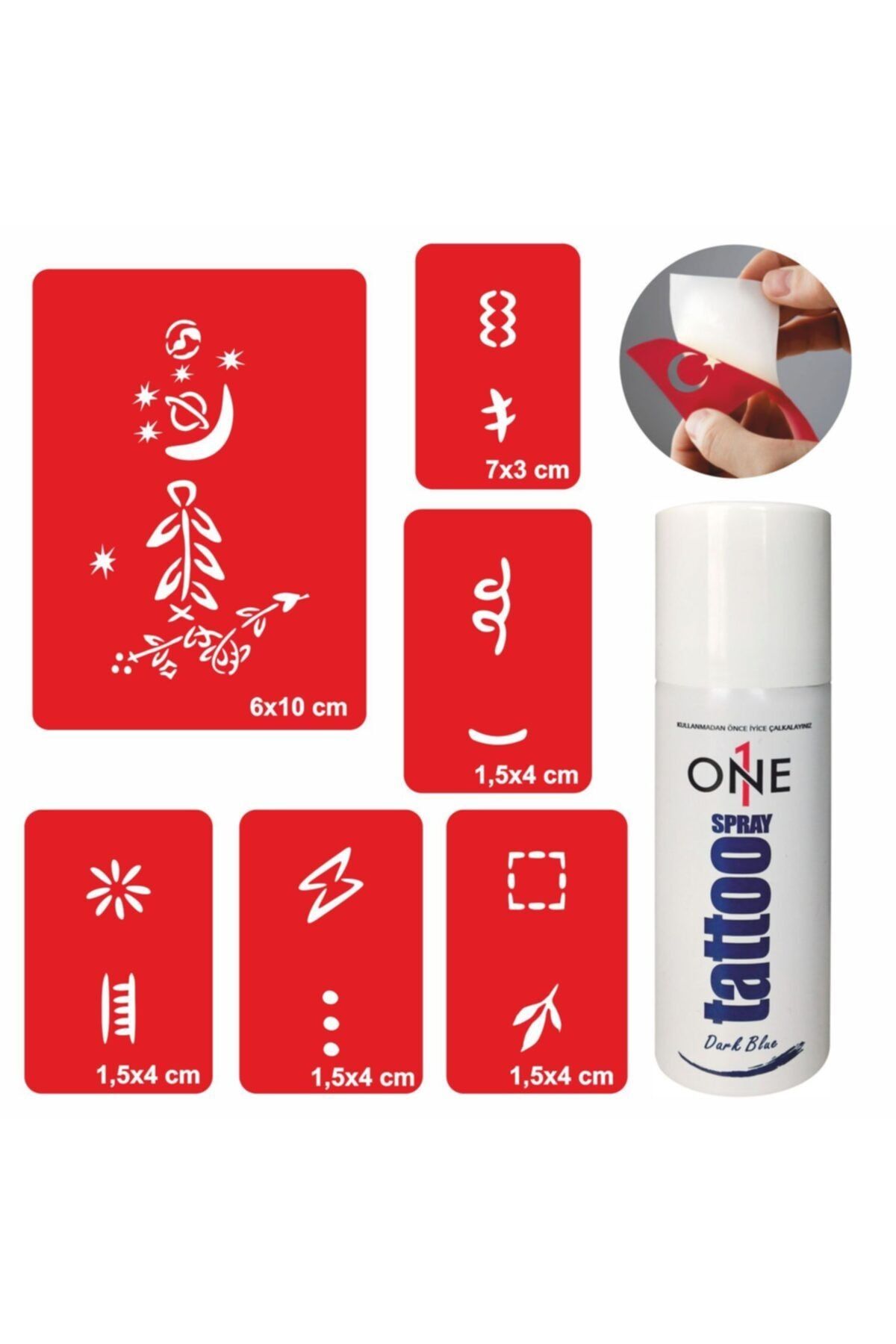 ONE SPRAY TATTOO El Ve Parmak Motifleri Dark Spreyli Dövme Ve Şablon Seti Tattoo