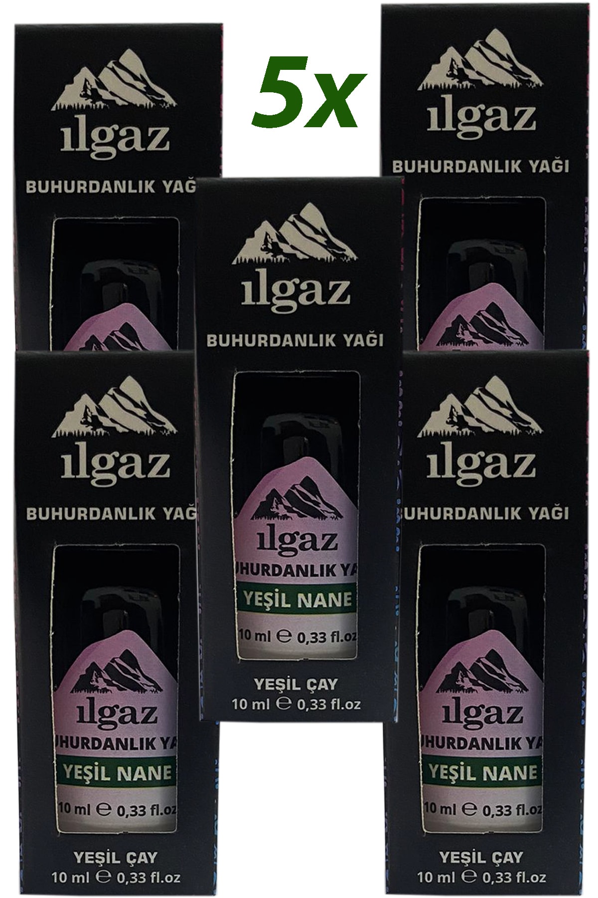 ILGAZ 5'li Yeşil Nane Ortam Kokusu Buhurdanlık Kokusu Uçucu Nane Yağı 10 Ml Buhurdanlık Yağı