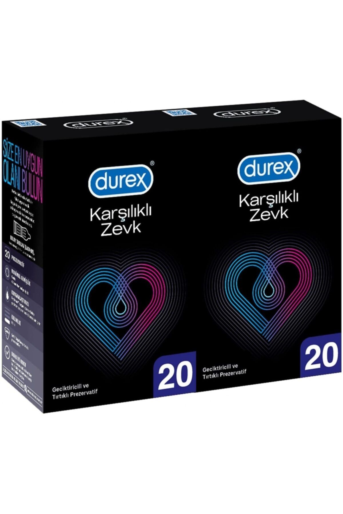 Durex Karşılıklı Zevk Geciktiricili Prezervatif, 40’lı Ekonomik Avantaj Paket (2 X 20 Adet)