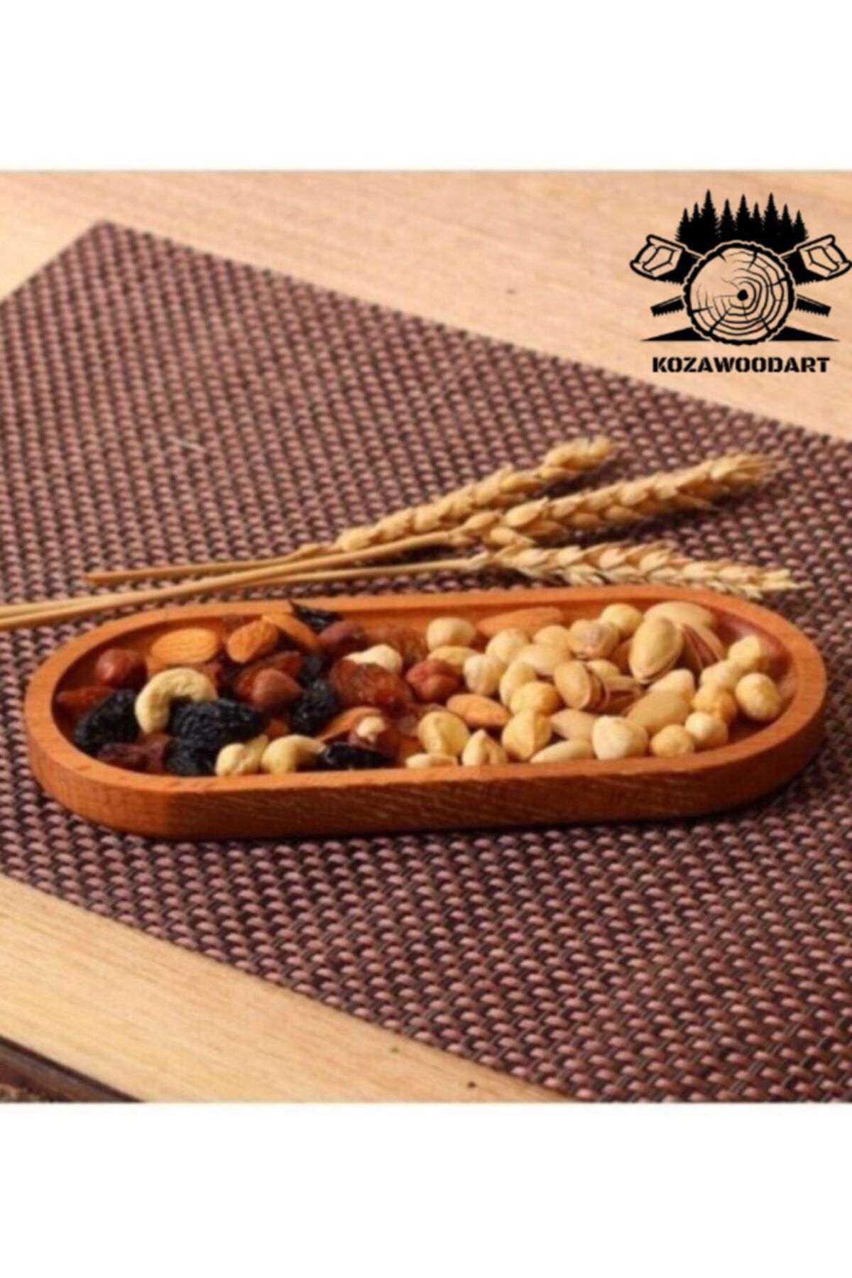 SürLaz Ahşap Oval Çerezlik Sunumluk Kahvaltılık Tekli(24X10)