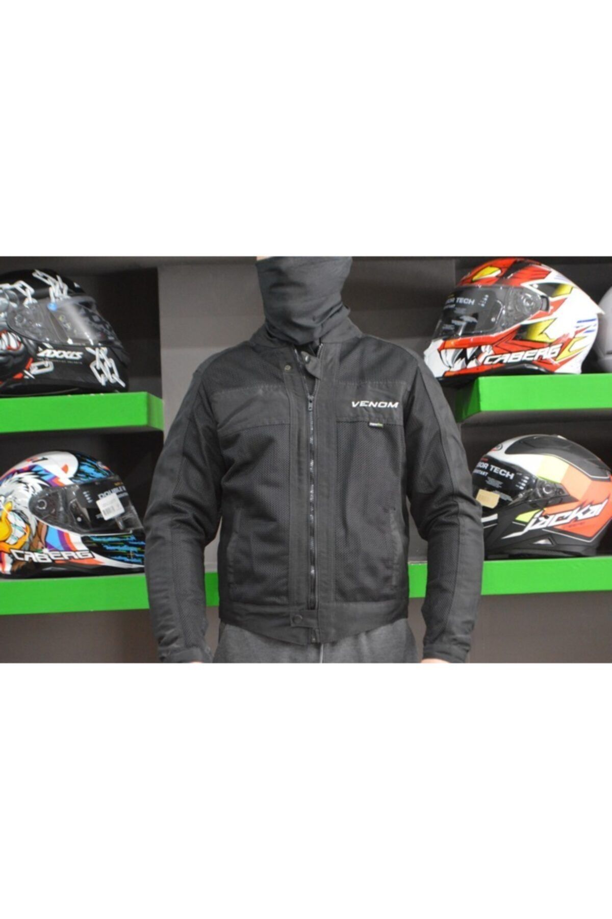 VENOM Unisex Siyah Urban Yazlık Fileli Motosiklet Montu
