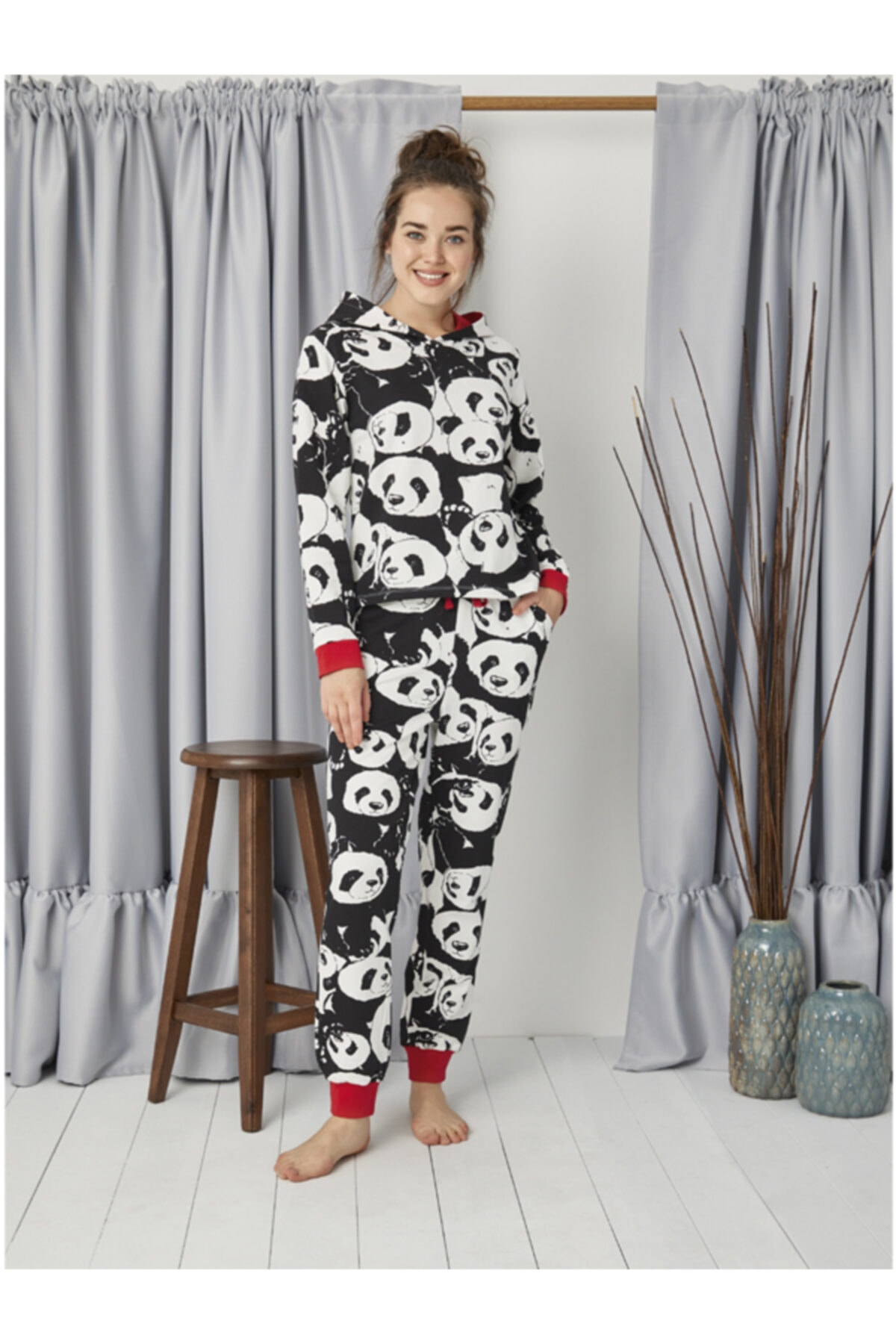 İPEKTENİM TEKSTİL Kapüşonlu Pijama Takım