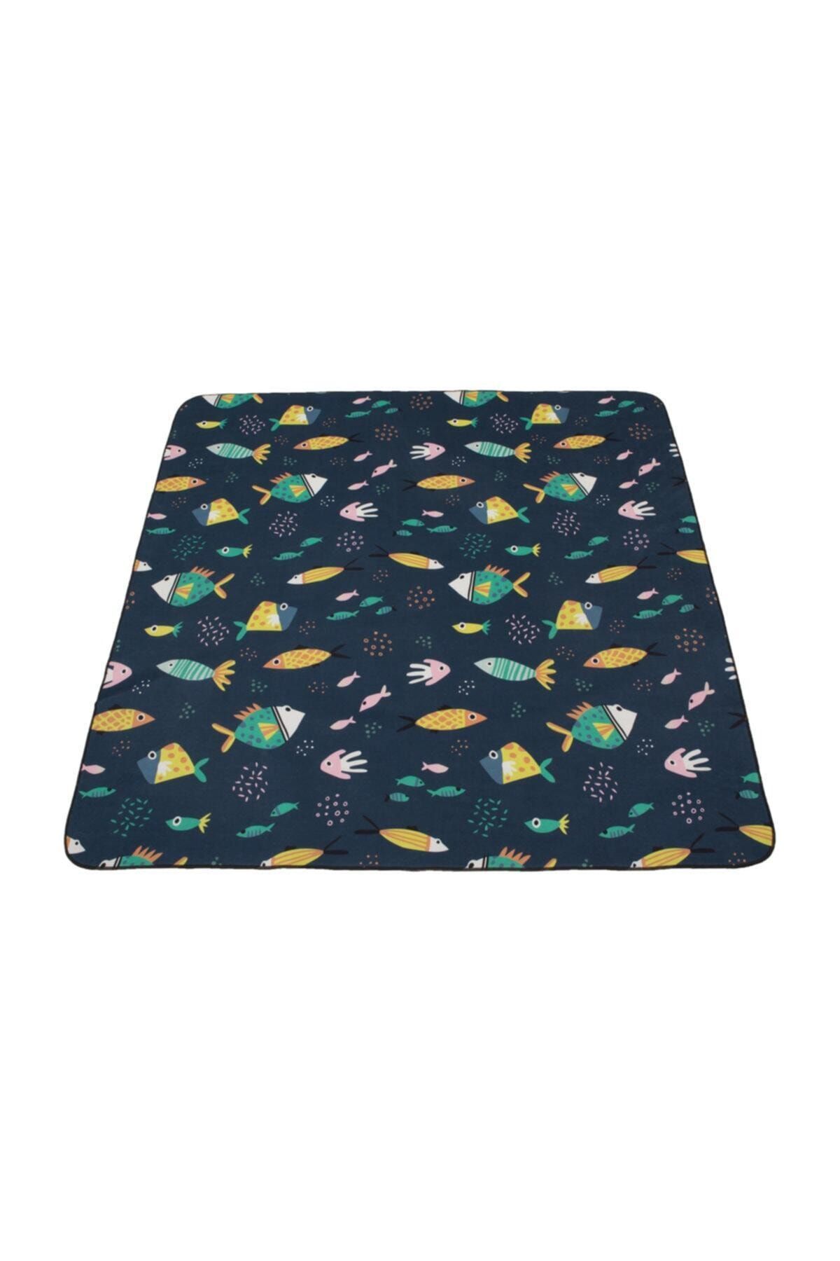 HAMUR Fishes 150x150 cm Oyun Matı Bebek Ve Çocuk Halısı Balıklar Lacivert