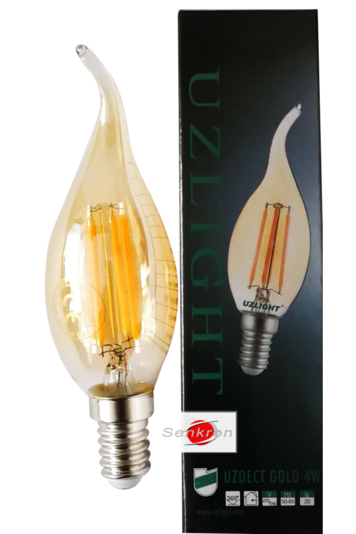Uzlight 5adet 4w Rustik Kıvrık Buji Led Ampul E14 Duy Sarı Işık