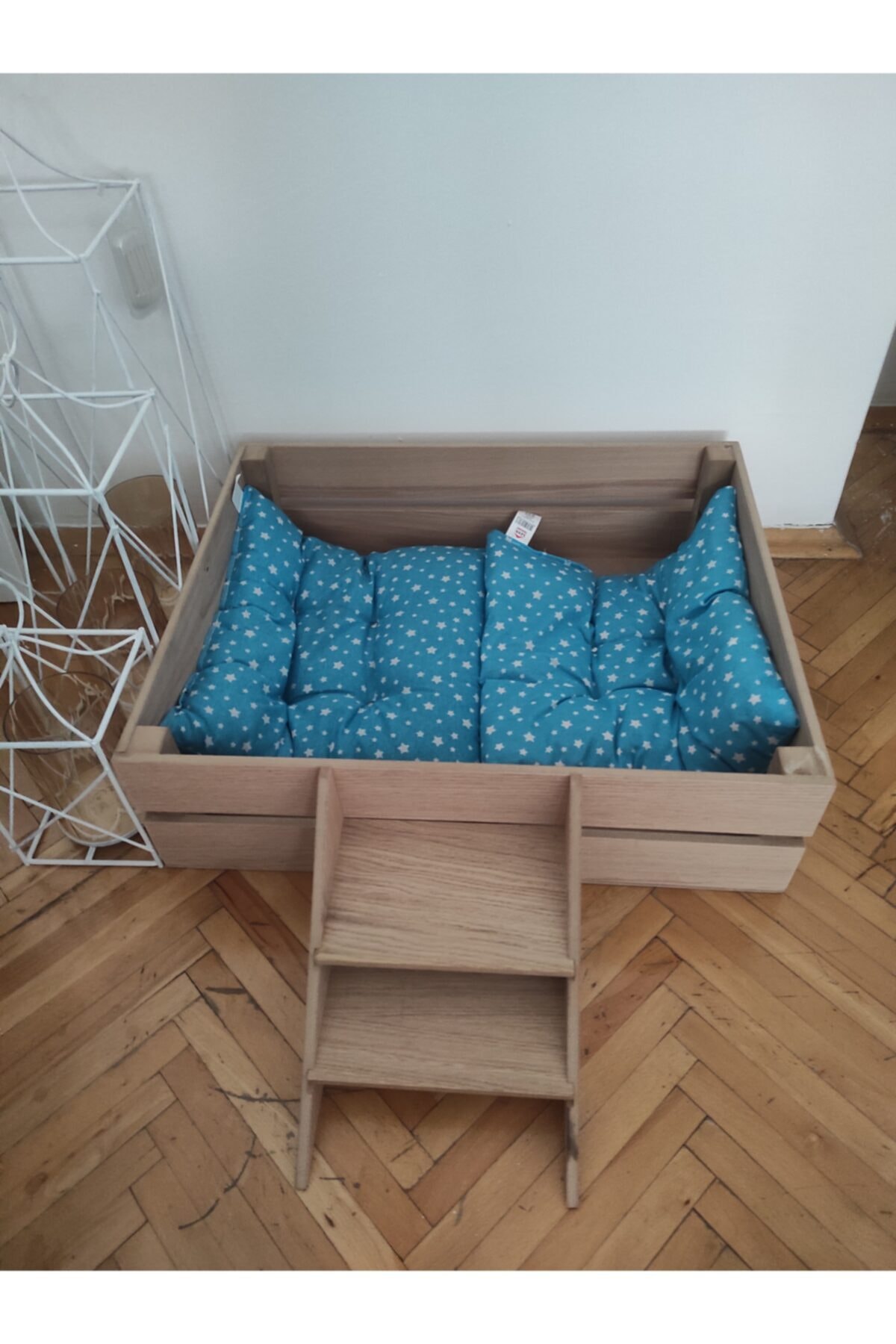 özaytasarım Minderli Ahşap Kedi Köpek Evi/yatağı