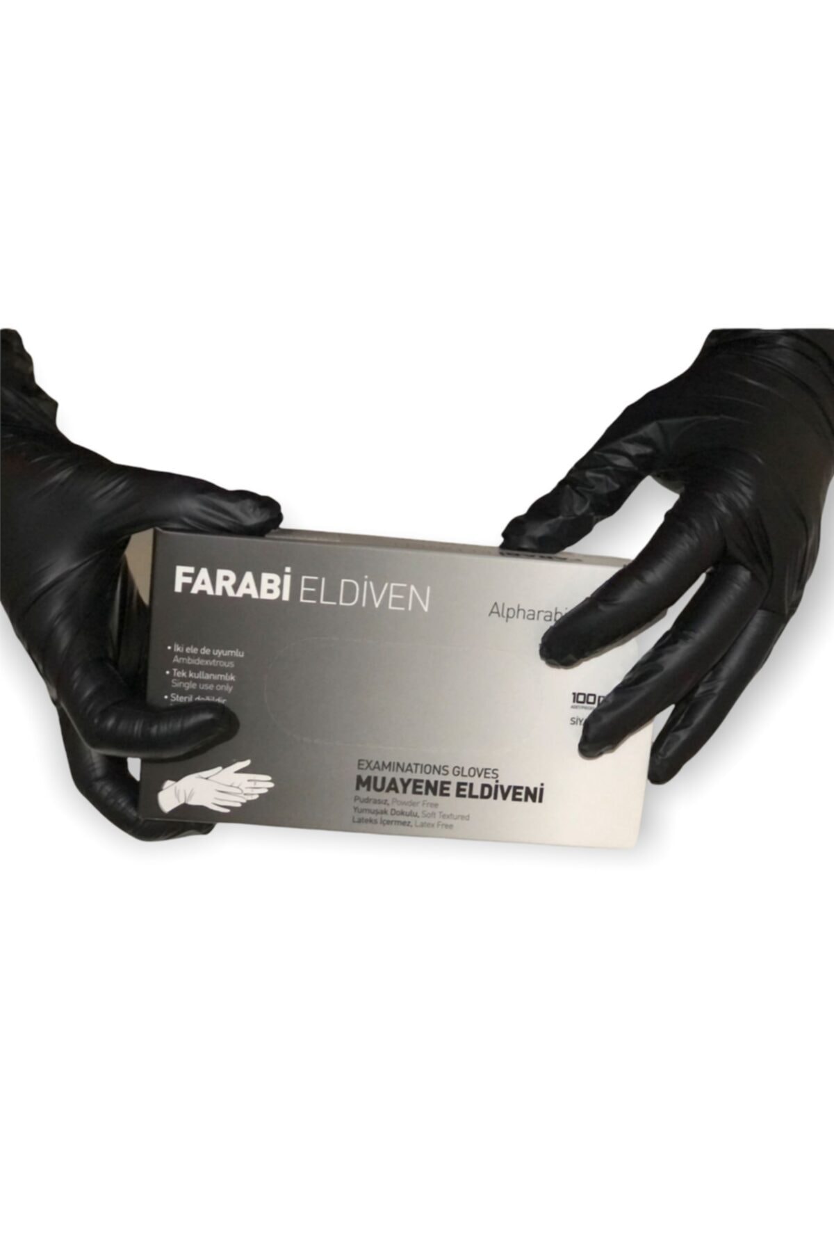 FARABİ ELDİVEN Farabi Glove S Beden Tpe/pe Pudrasız Tek Kullanımlık Siyah Elastik Eldiven 100 Adet