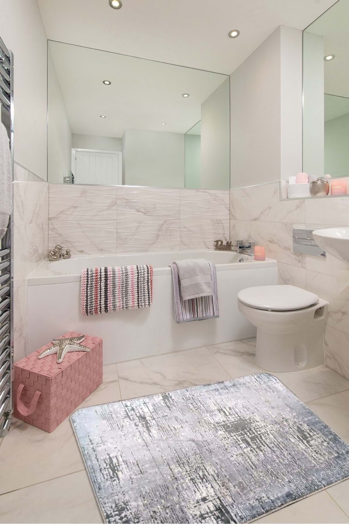 Pandora Halı Yumuşak Dokulu Akrilik Yıkanabilir Banyo Paspas Halısı 70x100 Desen2