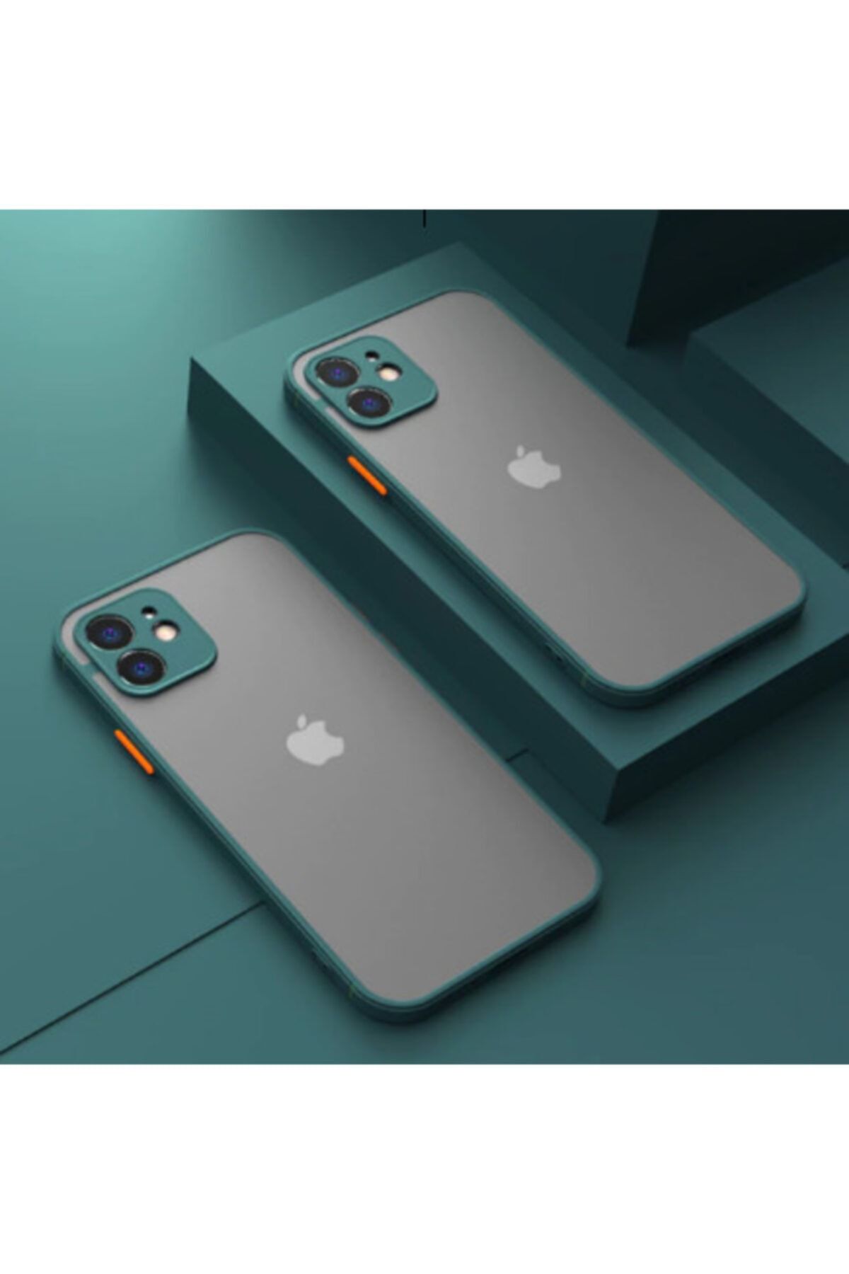POWELL Iphone 11 Kenarları Renkli Kamera Korumalı Darbe Emici Koyu Yeşil Kılıf