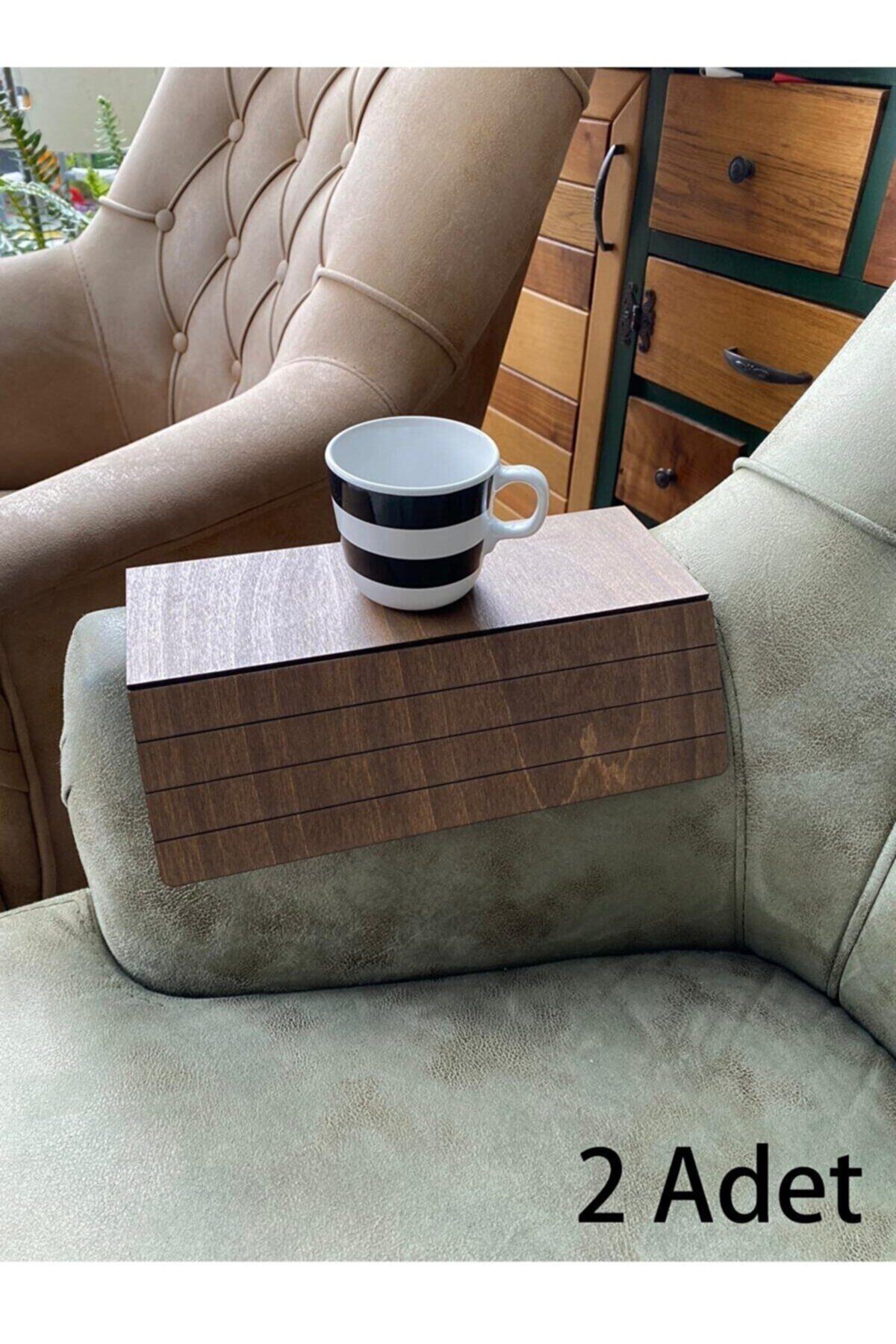 MicroWood Mini Kare Koltuk Tepsisi Yan Sehpa 29x29 cm Orta Sabit 10.5 cm Amerikan Servis 2 Adet