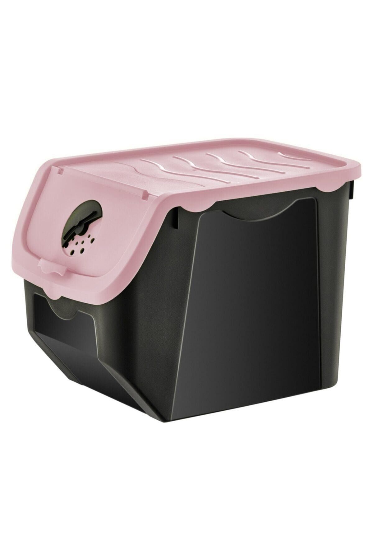 Ural Store Patates Soğan Saklama Kabı 12 Litre Kilerkabı Erzak Kabı Pembe Siyah