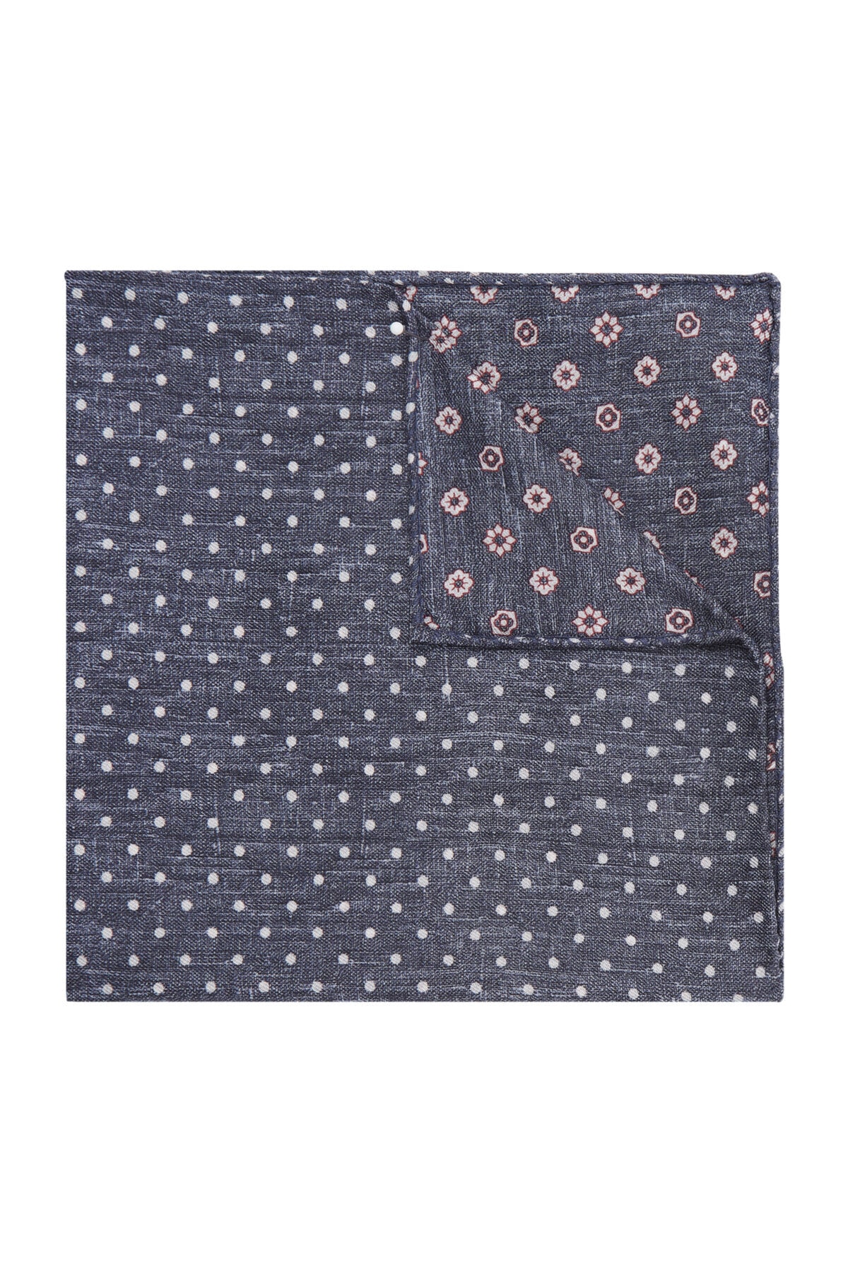 Tommy Hilfiger Erkek Mavi Kravat Cotton Silk Double Pocket Square TT0TT03563