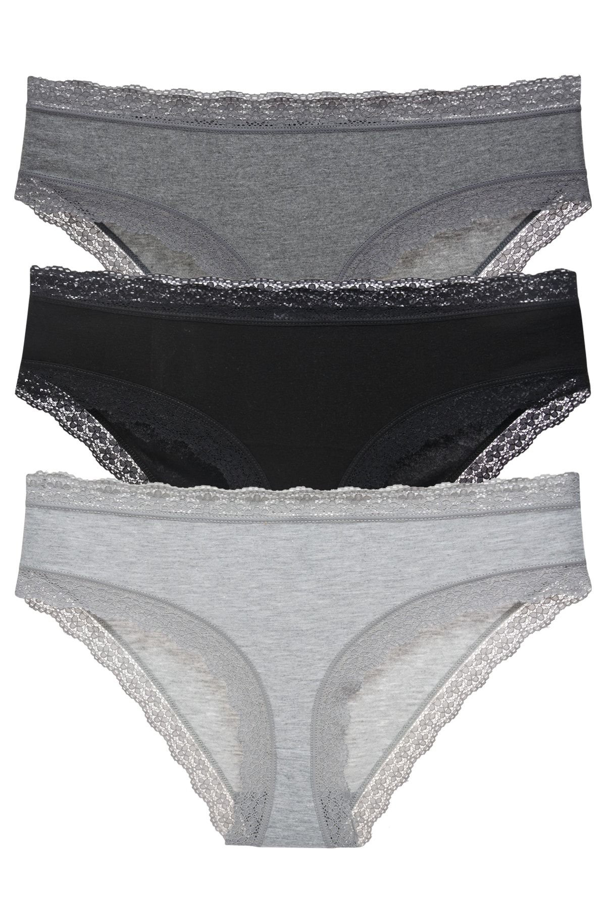 Alaturka Sensu Kadın Dantelli Karışık Renkler Slip Külot 3lü Paket Set