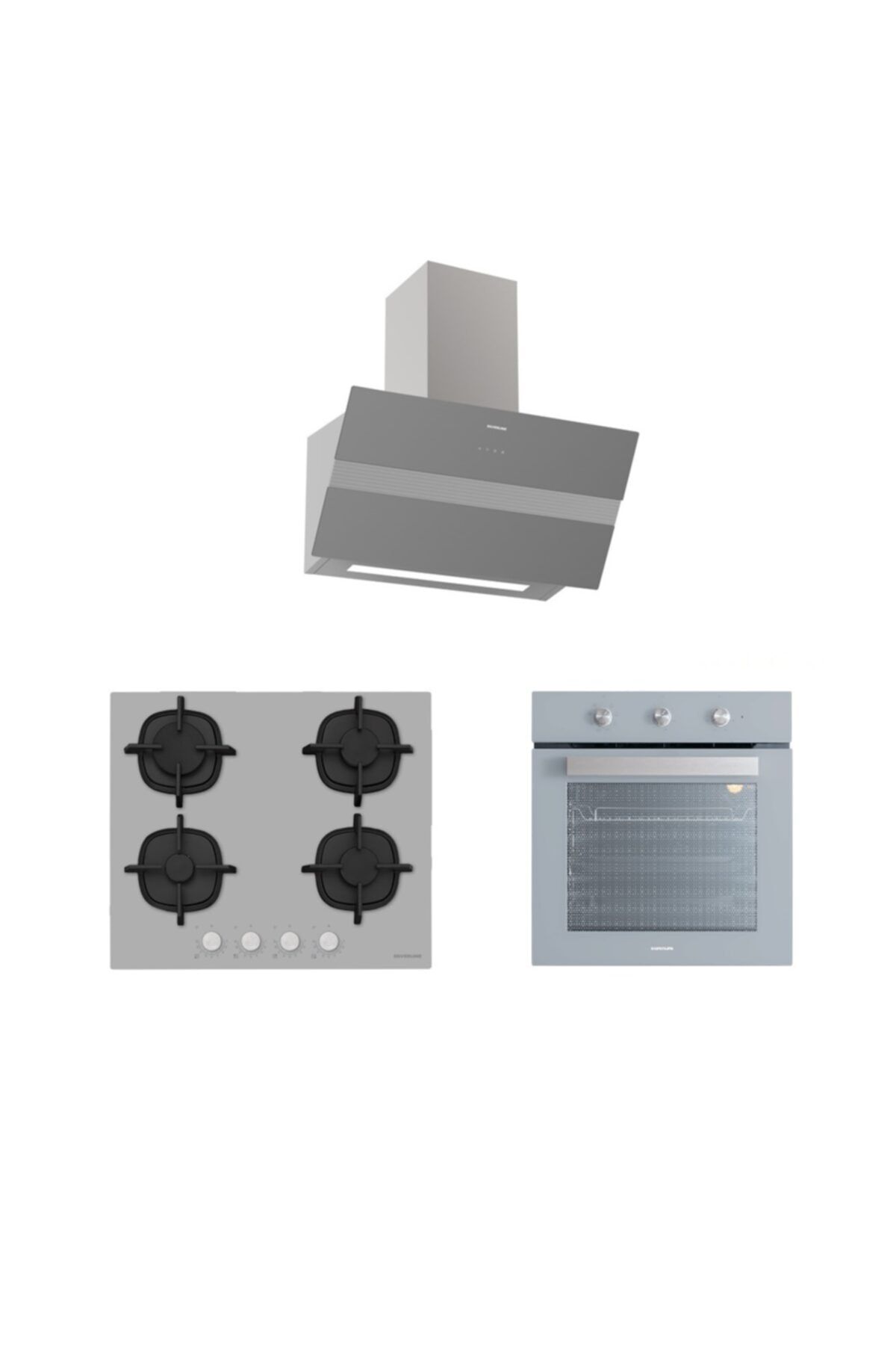 Silverline Gri Cam Ankastre Set (3472 Bold 60 Gri+cs5427s01+bo6503s01)