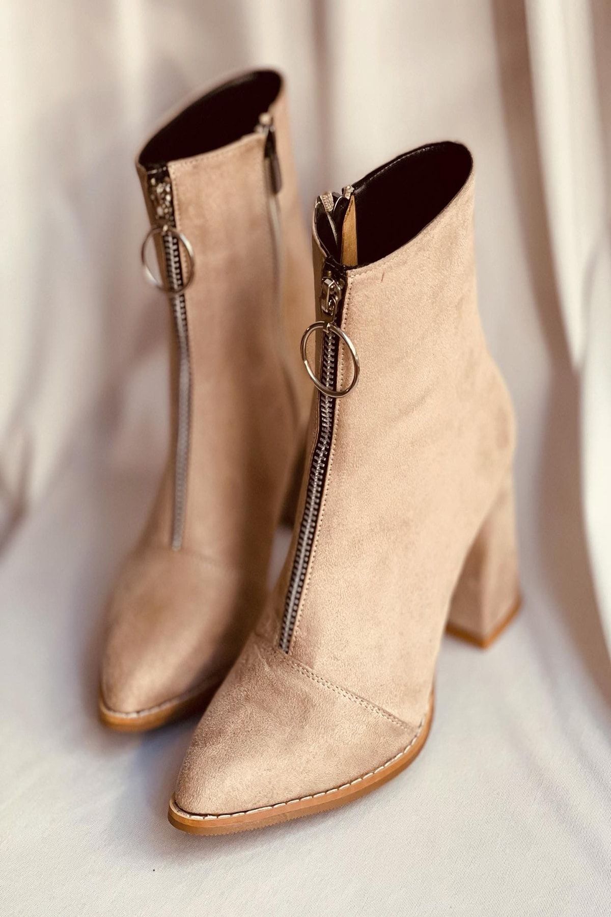 Mida Shoes Vizon Fermuarlı Süet Bot