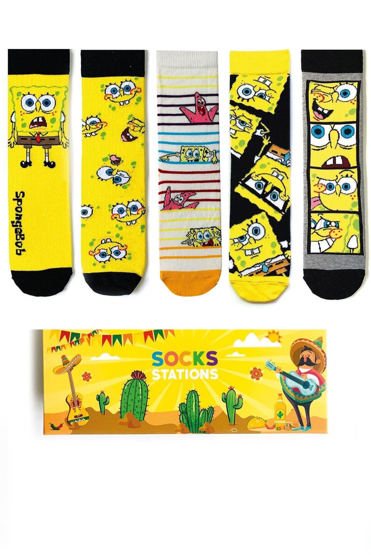 Socks Stations 5'li Çizgi Film Desenli Renkli Çorap Kutusu