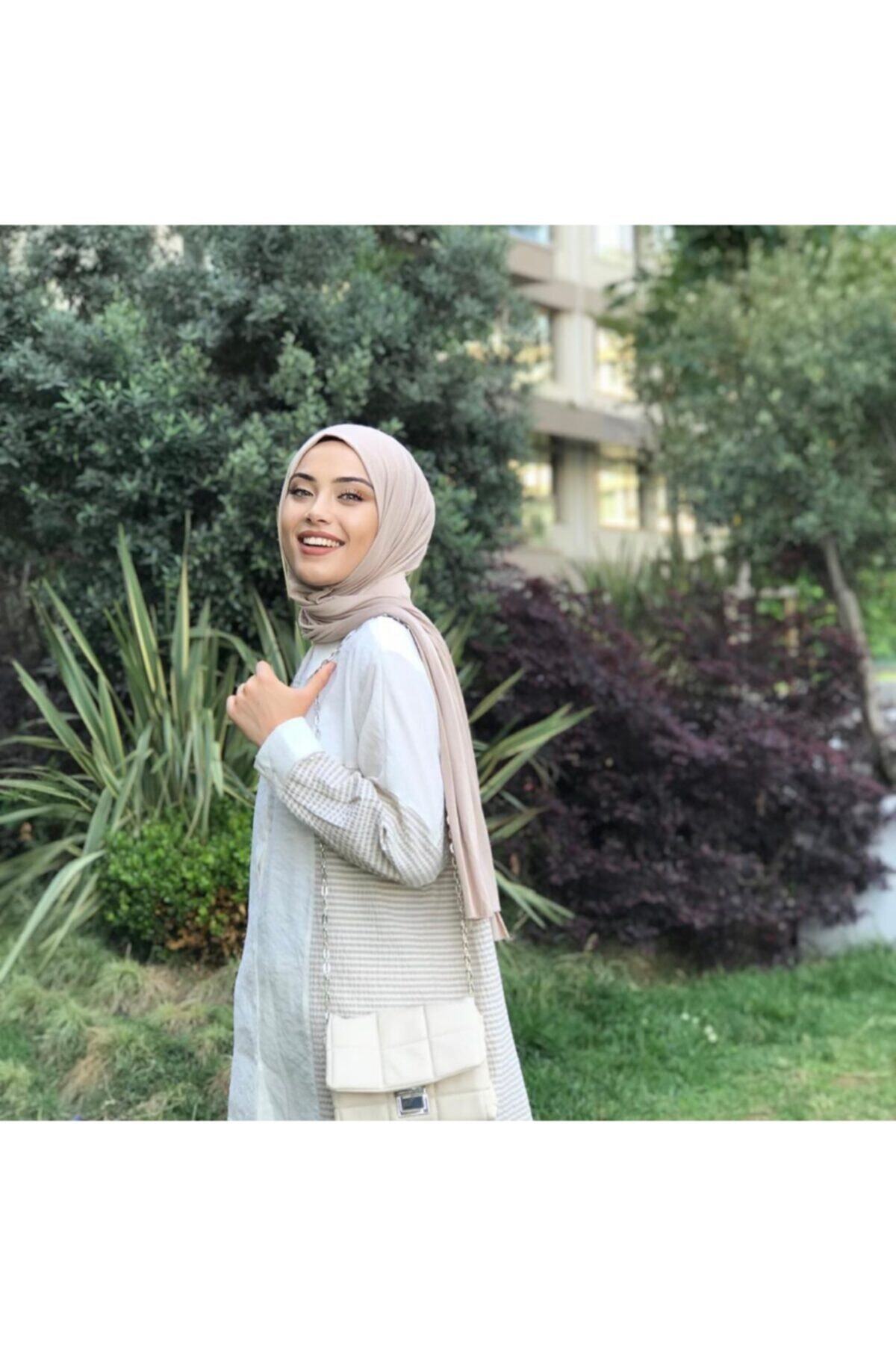 Organic Tesettür Penye Şal Hijap Modeli -koyu Taş