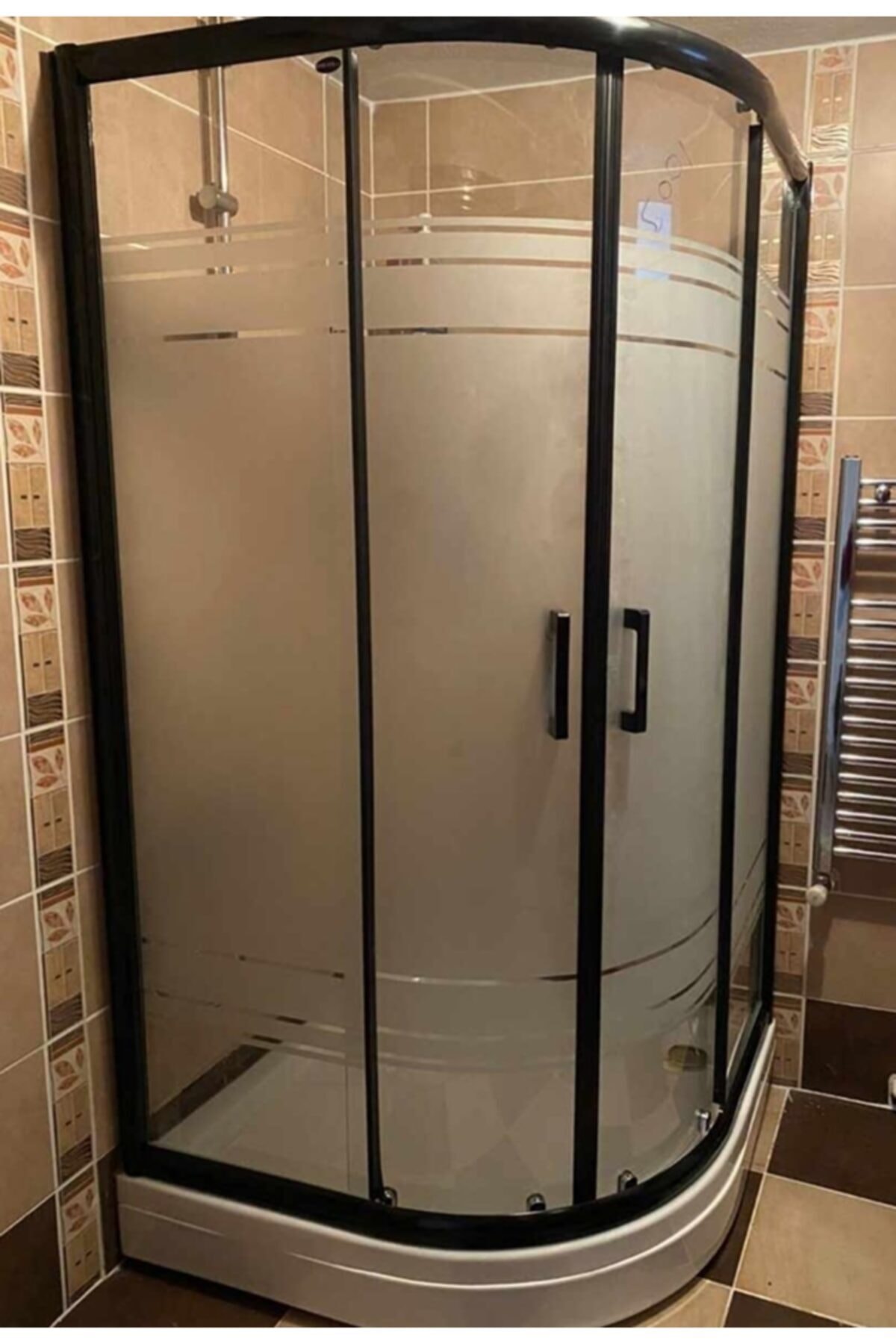 Armina Oval Seri Desenli Cam Duşakabin 100-100