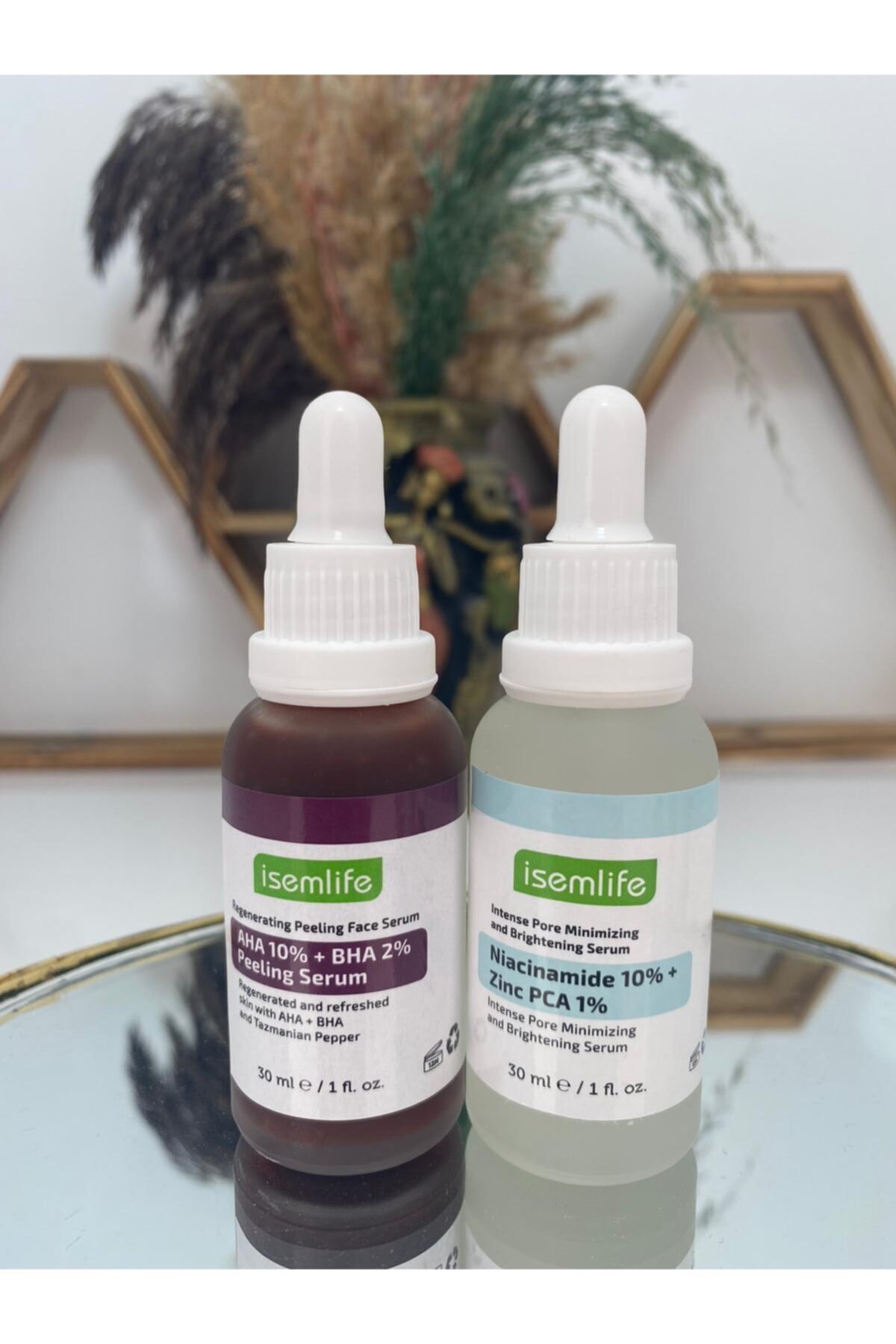 İsemlife Leke Karşıtı Peeling Serum + Gözenek Sıkılaştırıcı Niacinamide Serum