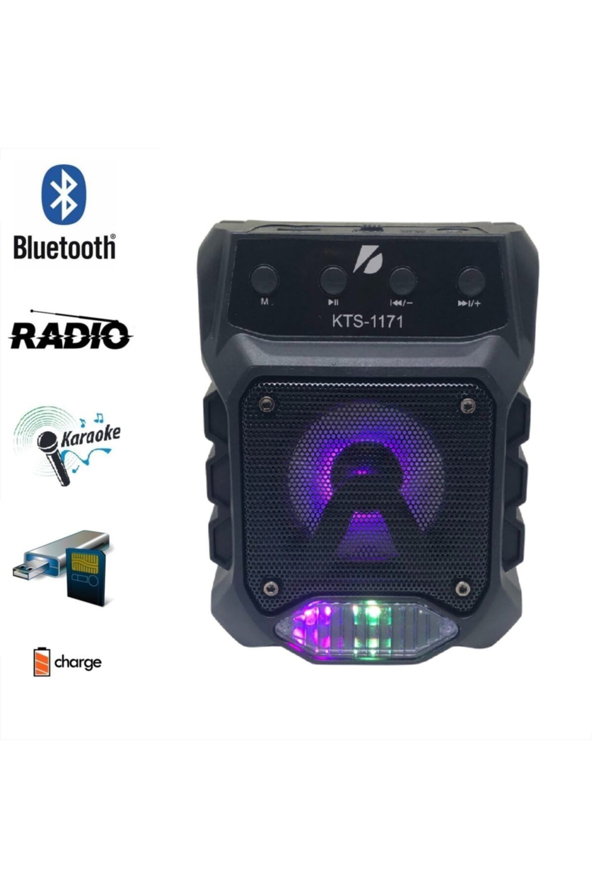 KTS Bluetooth Hoparlör Renkli Led Işıklı Telefon Stantlı Fm Radyo Usb-sd Kart Girişli Kablosuz Hoparlör
