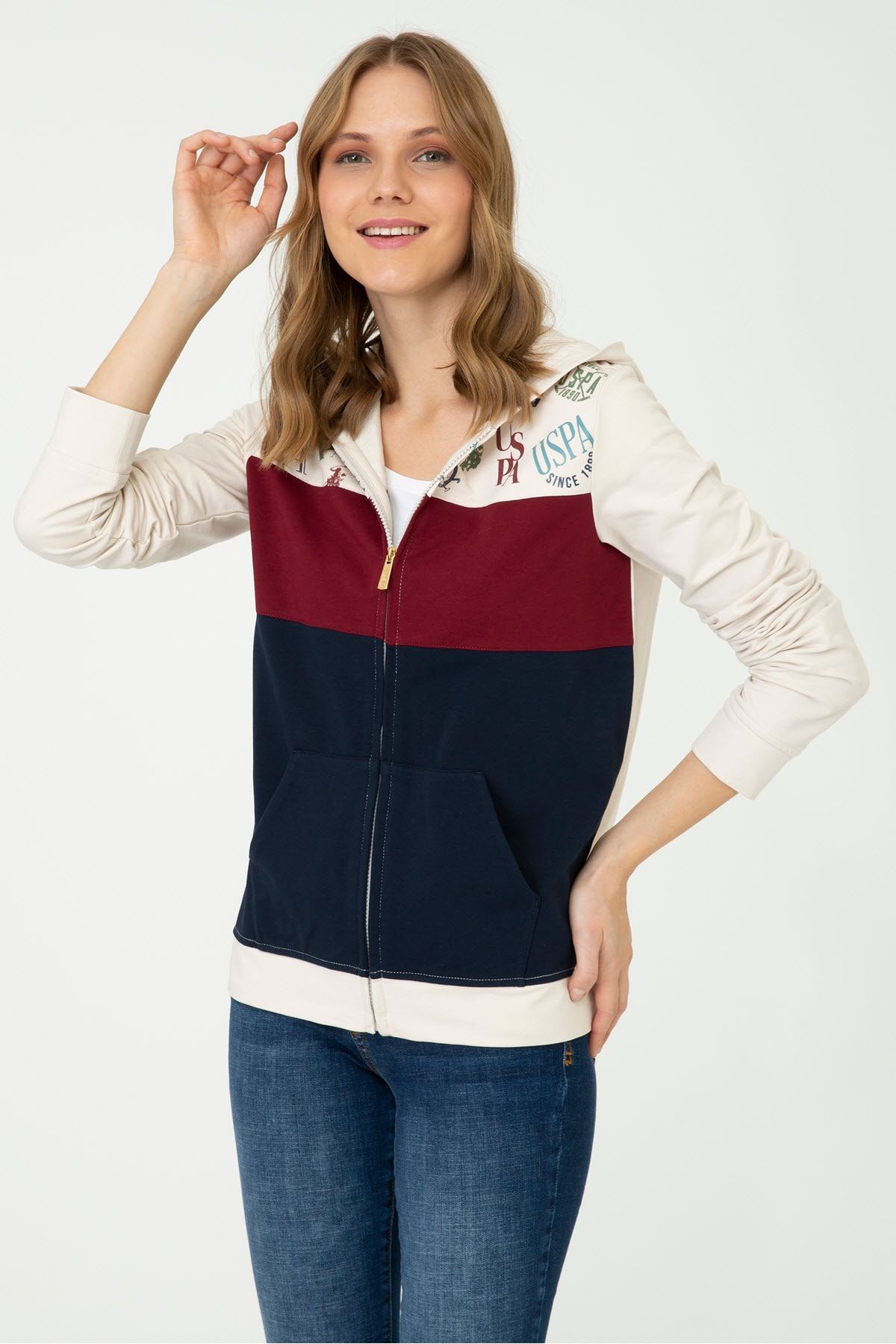 U.S. Polo Assn. Beyaz Kadın Sweatshirt