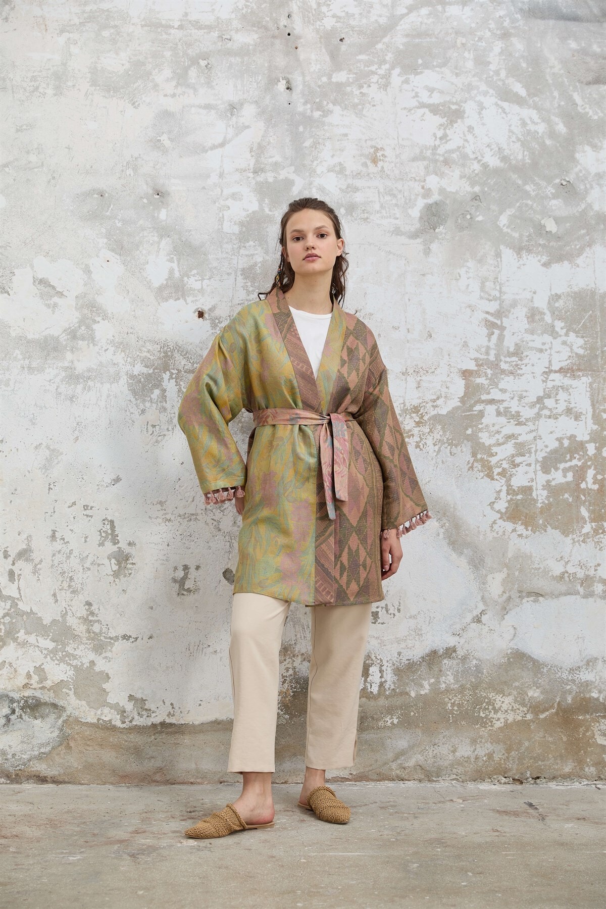 Fahhar Pastel Keten Kimono Küf