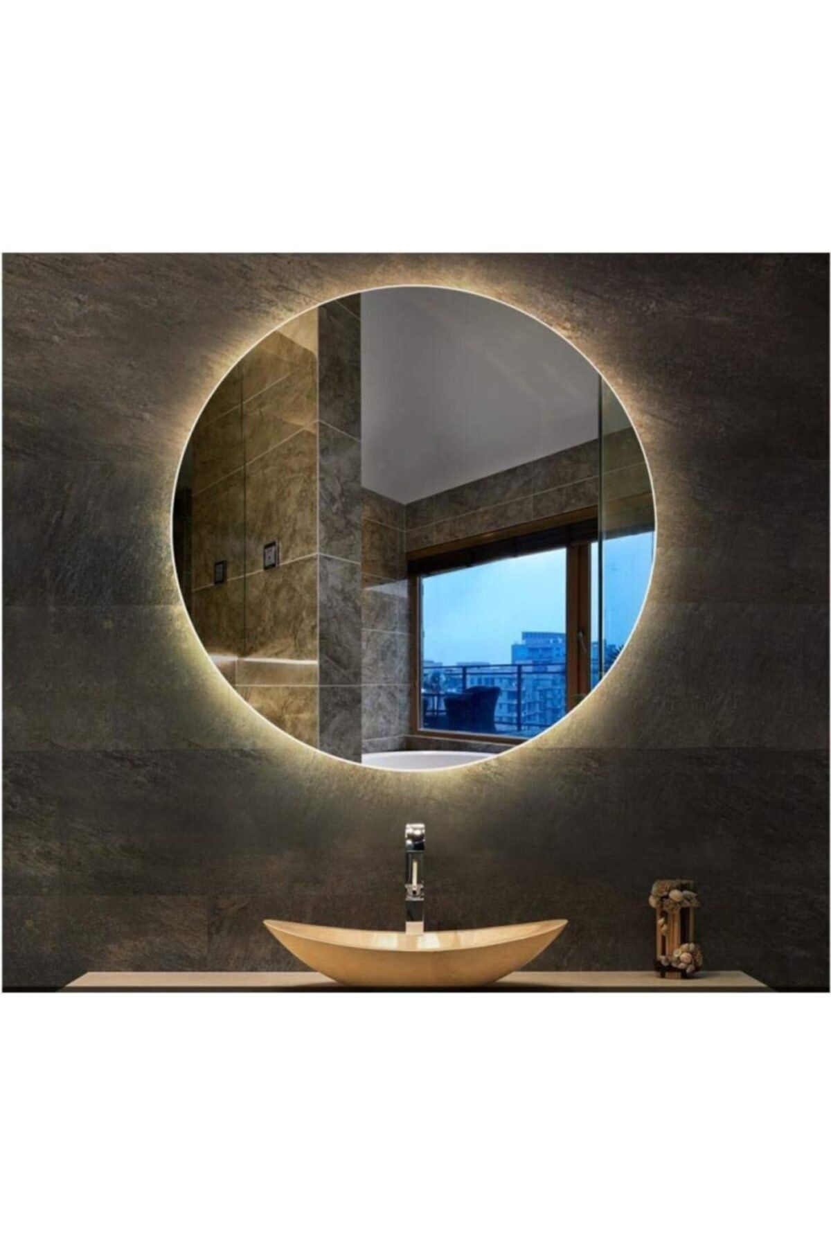 Aypars Atlye Banyo,lavabo Aynası 50 Cm Çap Dokunmatik Ledli Yuvarlak 4 Mm Flotal Ayna