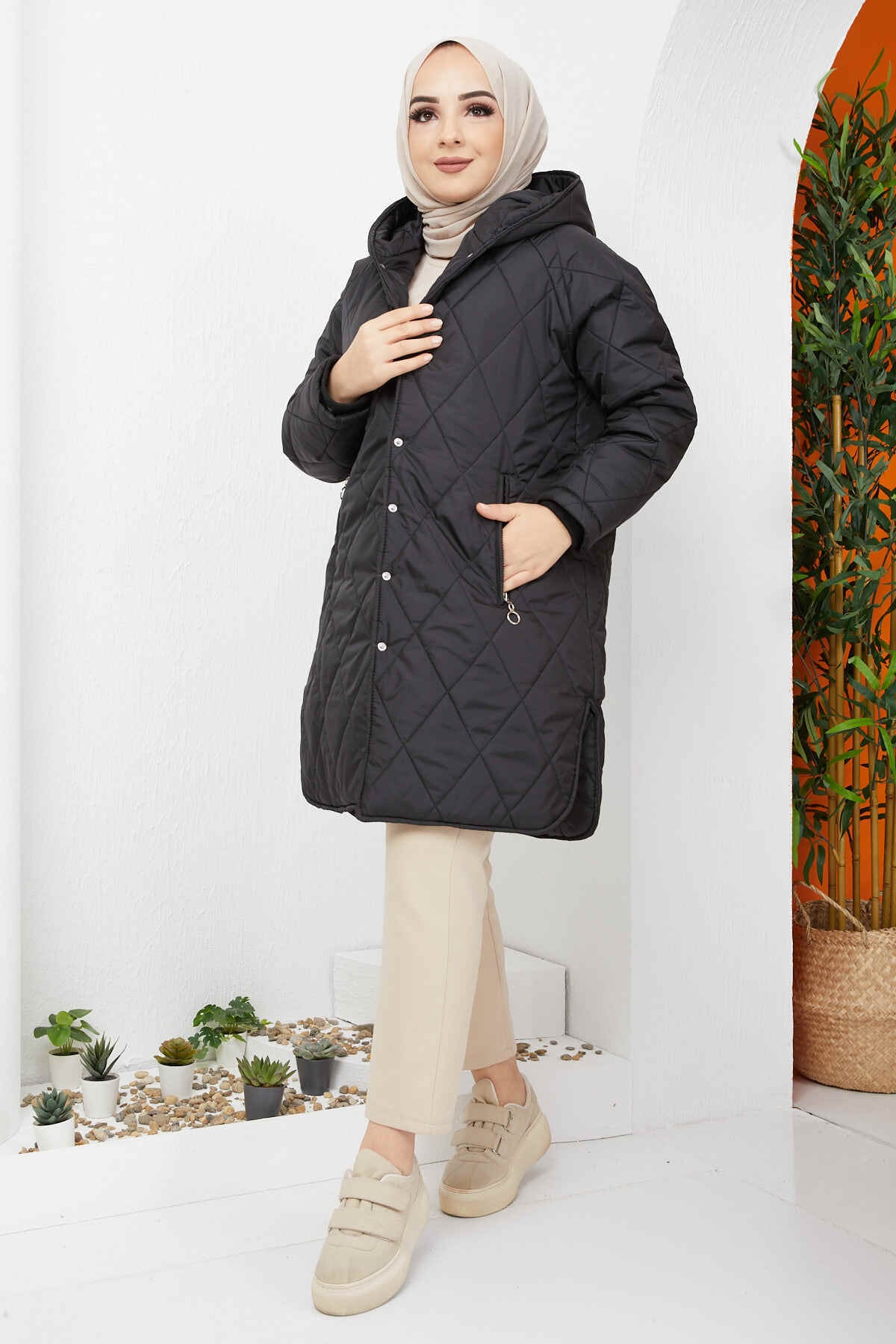 İmajButik Salaş Model Kapitone Şişme Mont/siyah