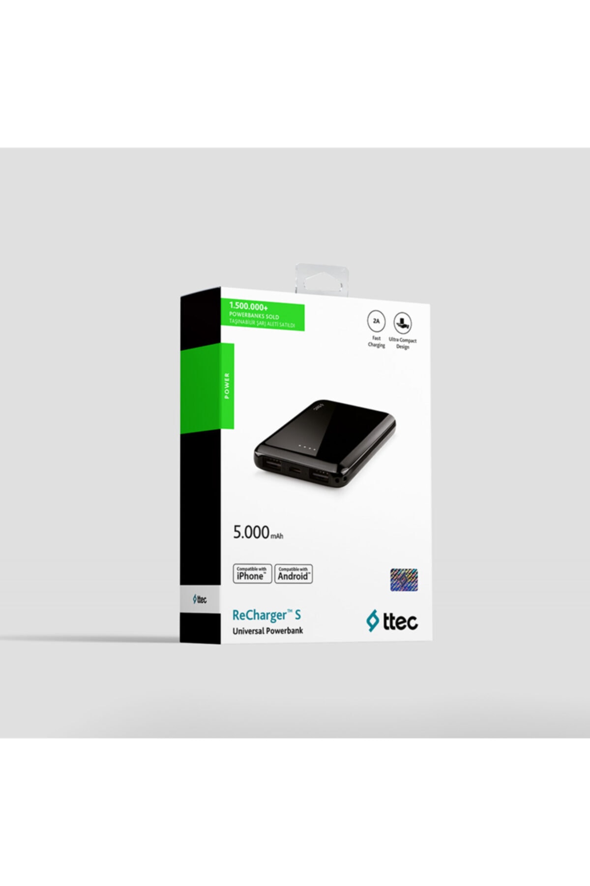 TTEC PLUS Ttec Recharger Taşınabilir Şarj Aleti Powerbank 5.000 Mah Siyah