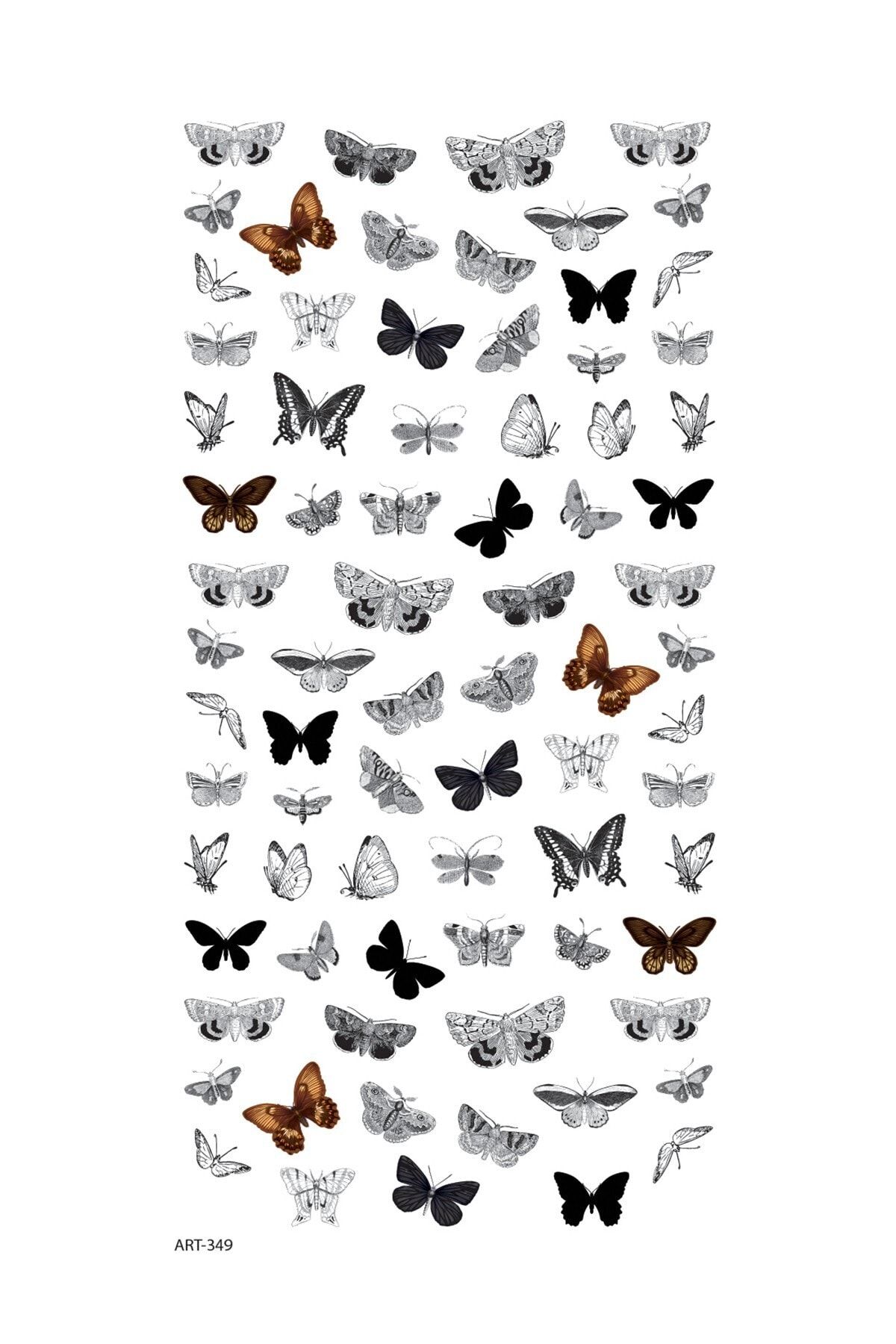Artikel Siyah Kelebekler Tırnak Dövmesi, Tırnak Tattoo, Nail Art, Tırnak Sticker