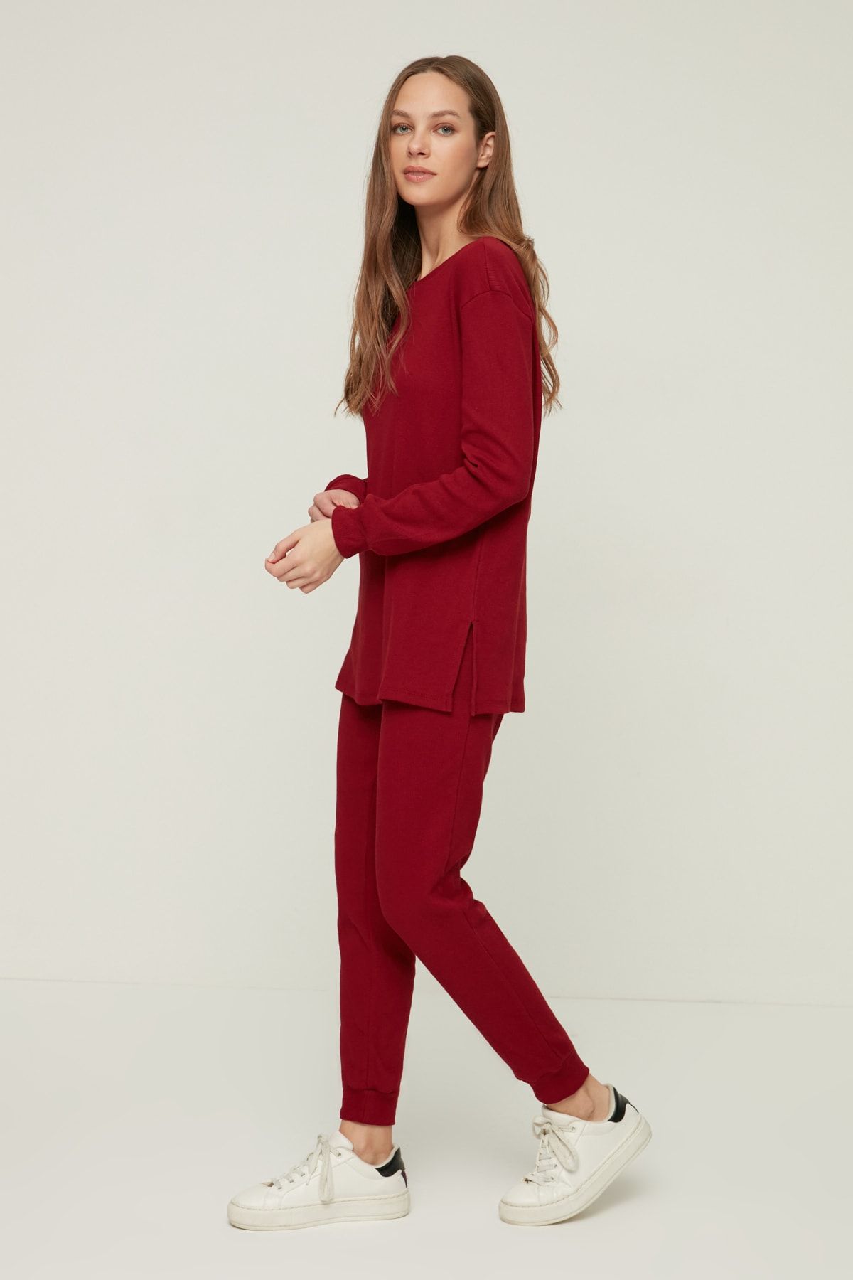 TRENDYOLMİLLA Bordo Örme Pijama Takımı THMAW21PT0688