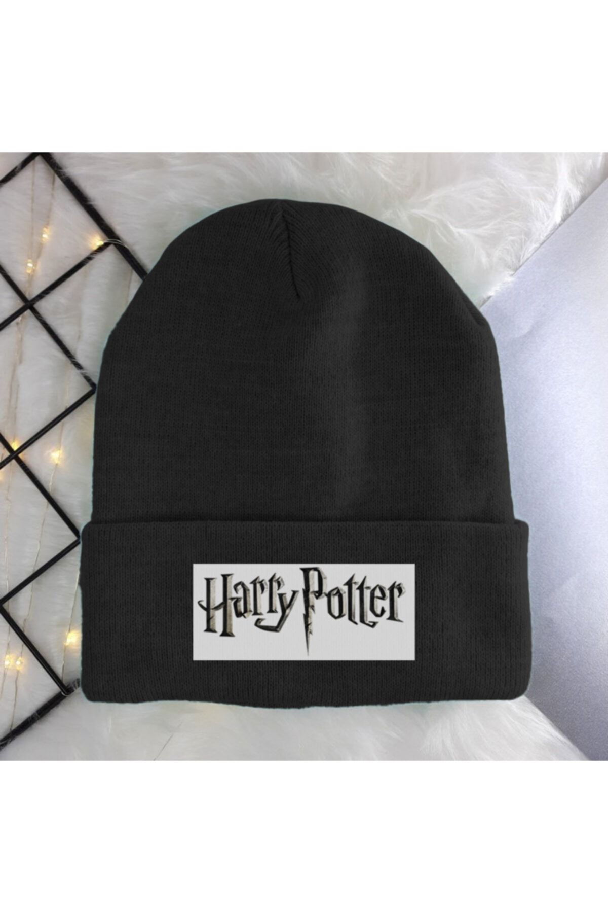 mubay design Unisex Baskılı Harry Potter Yazılı Logo Siyah Basic Bere