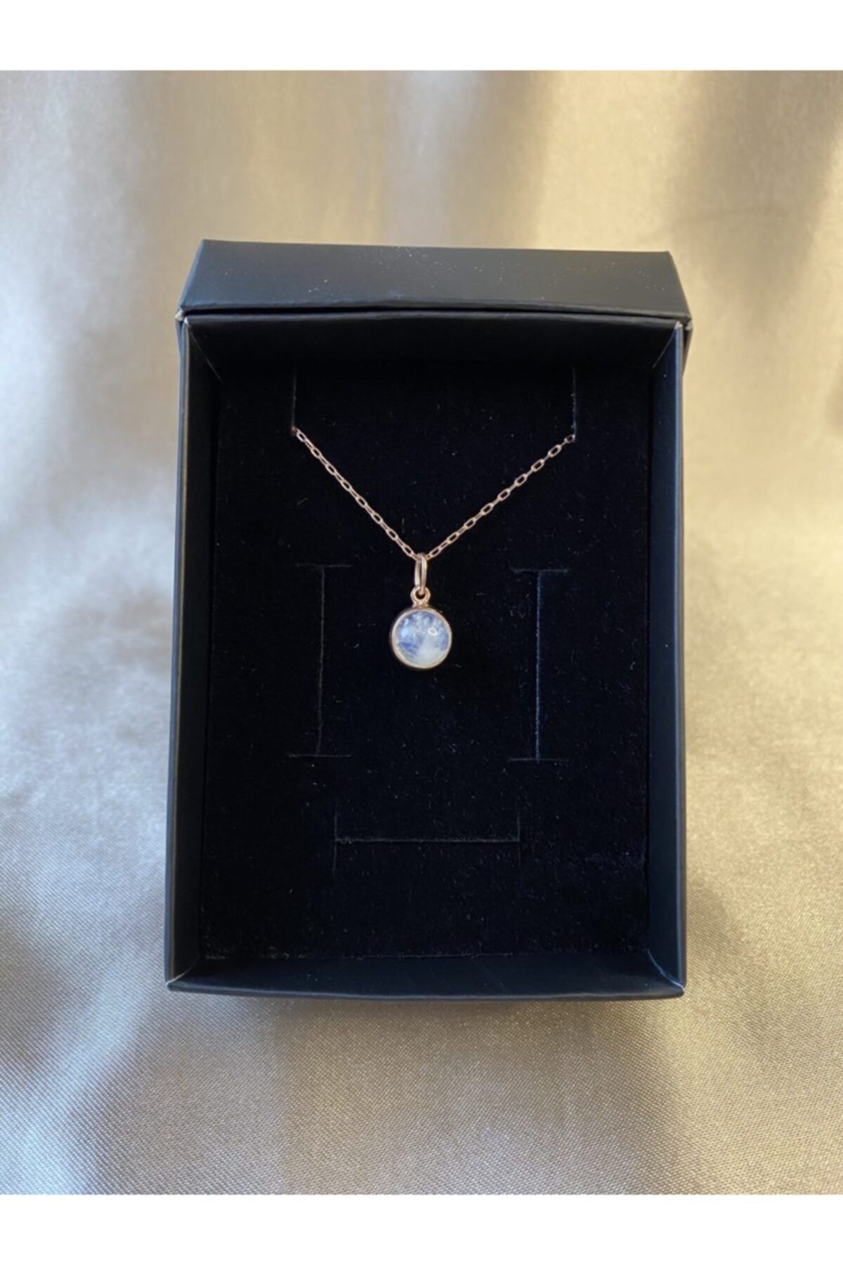 Venüs Doğal Taş Kadın Rose Gold Ay Taşı Minimal Kolye