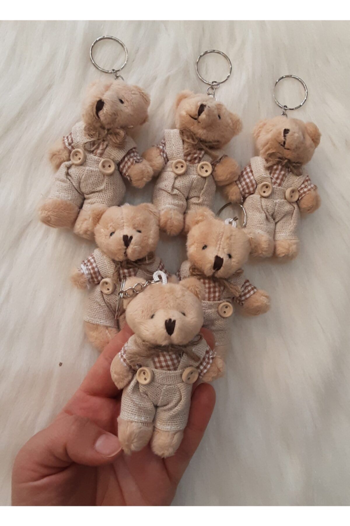 fundahobi 12 Cm Kıyafetli Erkek Peluş Ayıcık (ekose)
