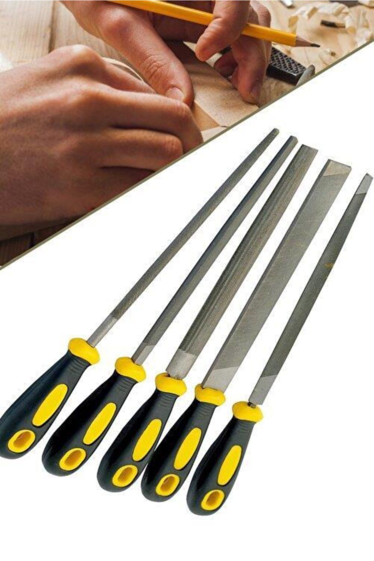 Webinay Home Büyük Boy 5 Li Eğe Hobi Seti 32 Cm Üçgen Kare Oval Balık Sırt Düz