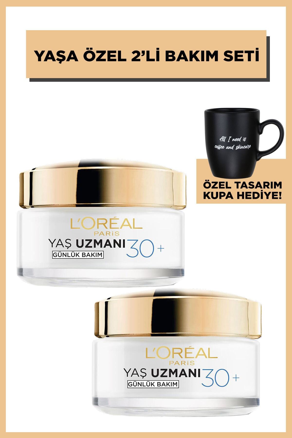 L'Oreal Paris Yaş Uzmanı 30+ Kırışıklık Karşıtı Nemlendirici Krem 2'li Set + Kupa