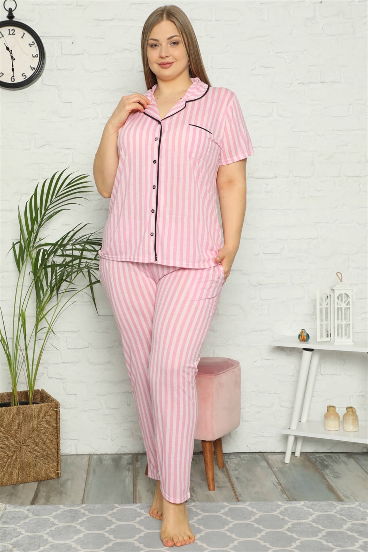 Merry Secret's Kadın Büyük Beden Kısa Kol Pijama Takımı Yeni Yıl, Yılbaşı, Hediyelik