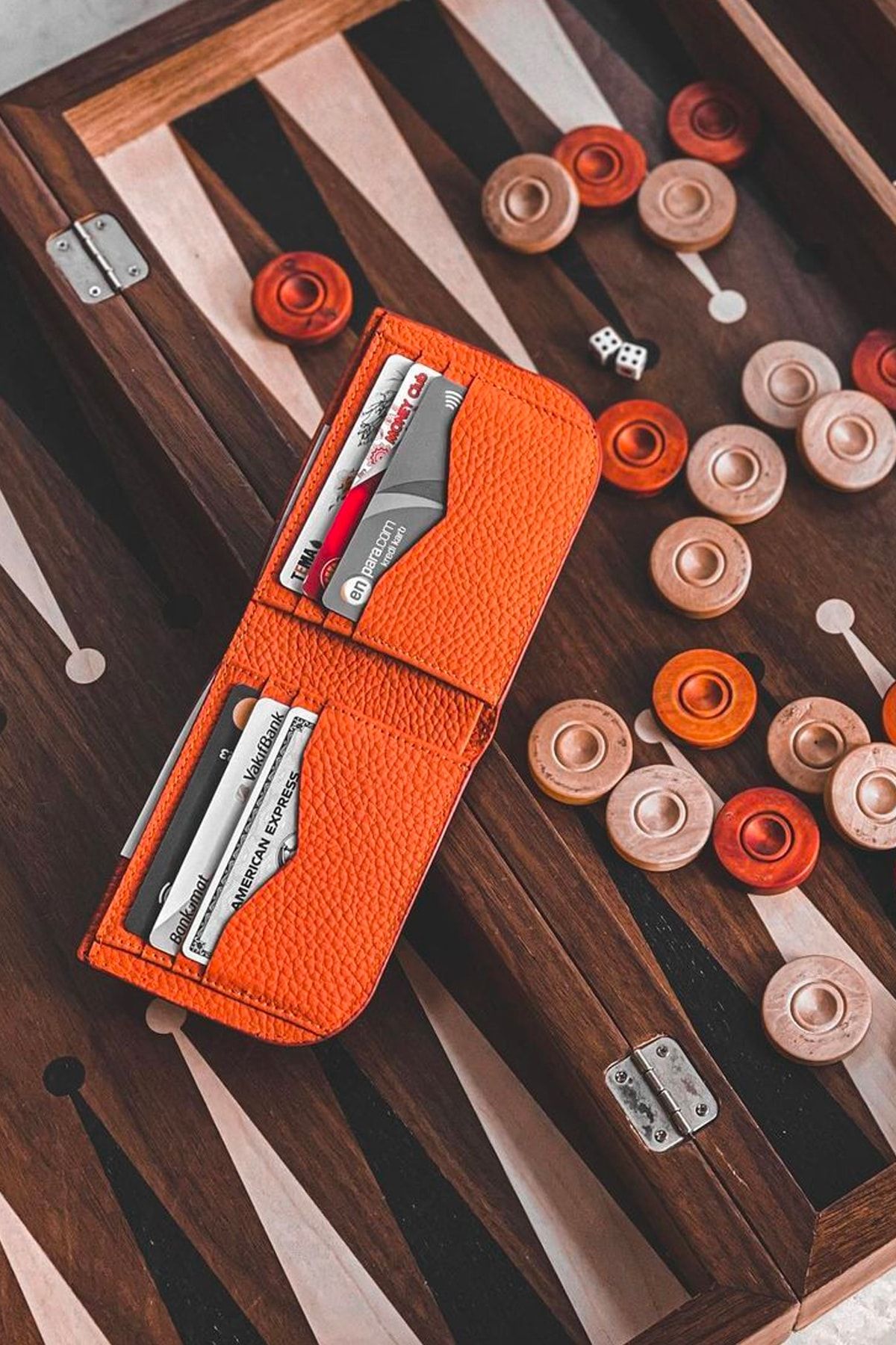 Crew Leather Mat Turuncu Hakiki Deri Oval Kenarlı Cüzdan