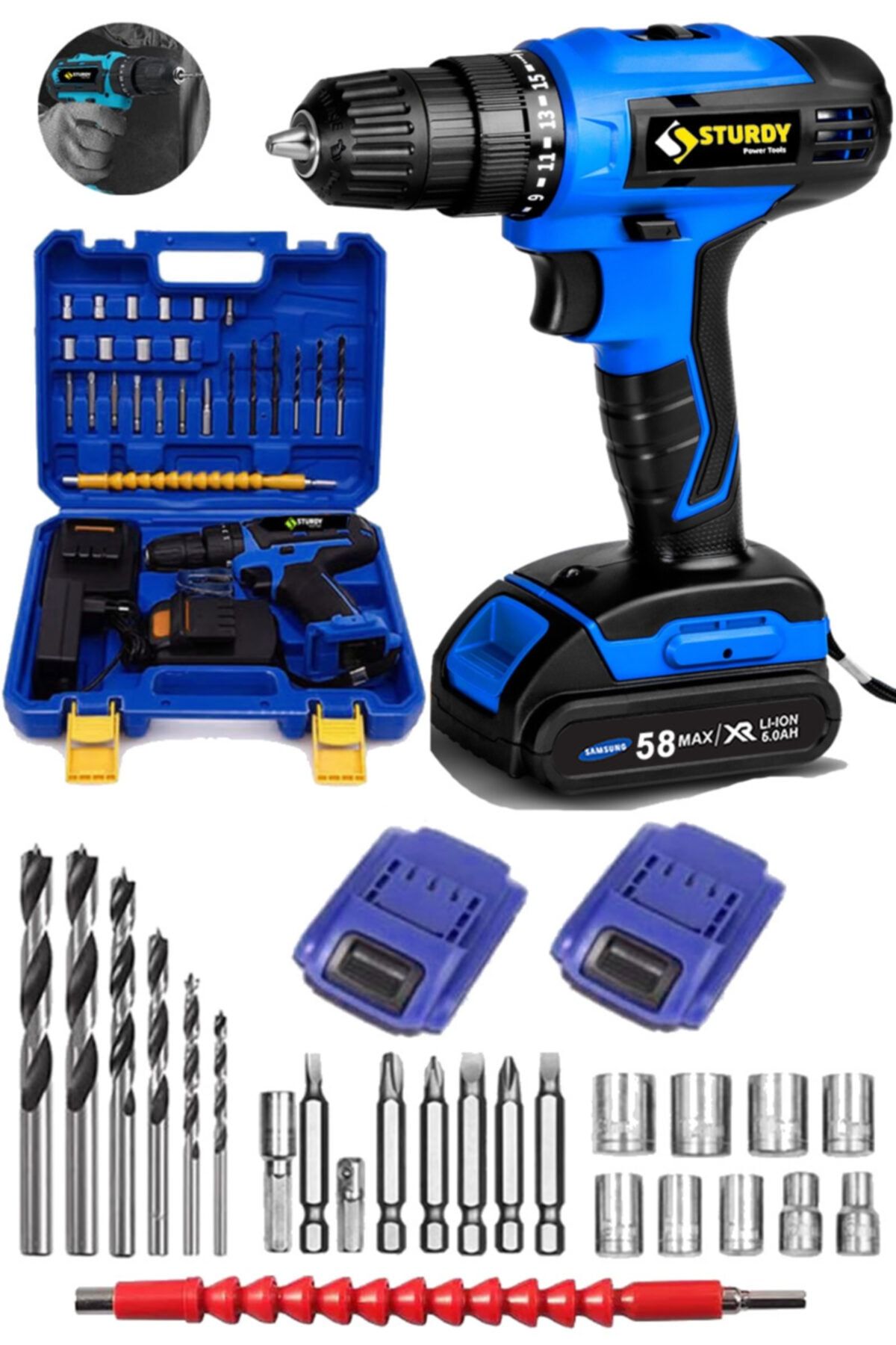 Sturdy Japon Professıonel Tools 58v8ah Xtree Seri Metal Şanzuman Şarjlı Çift Akülü Vidalama 27prç Uç Setli