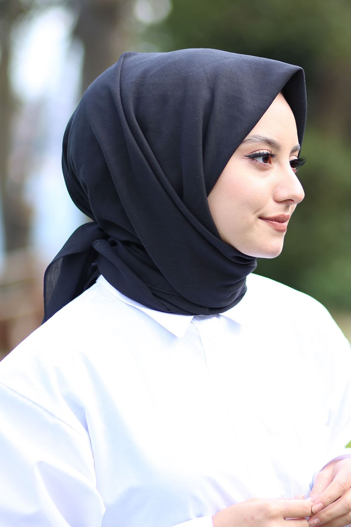 AFVENTE Kadın Siyah Cotton Pamuk Eşarp Ck02