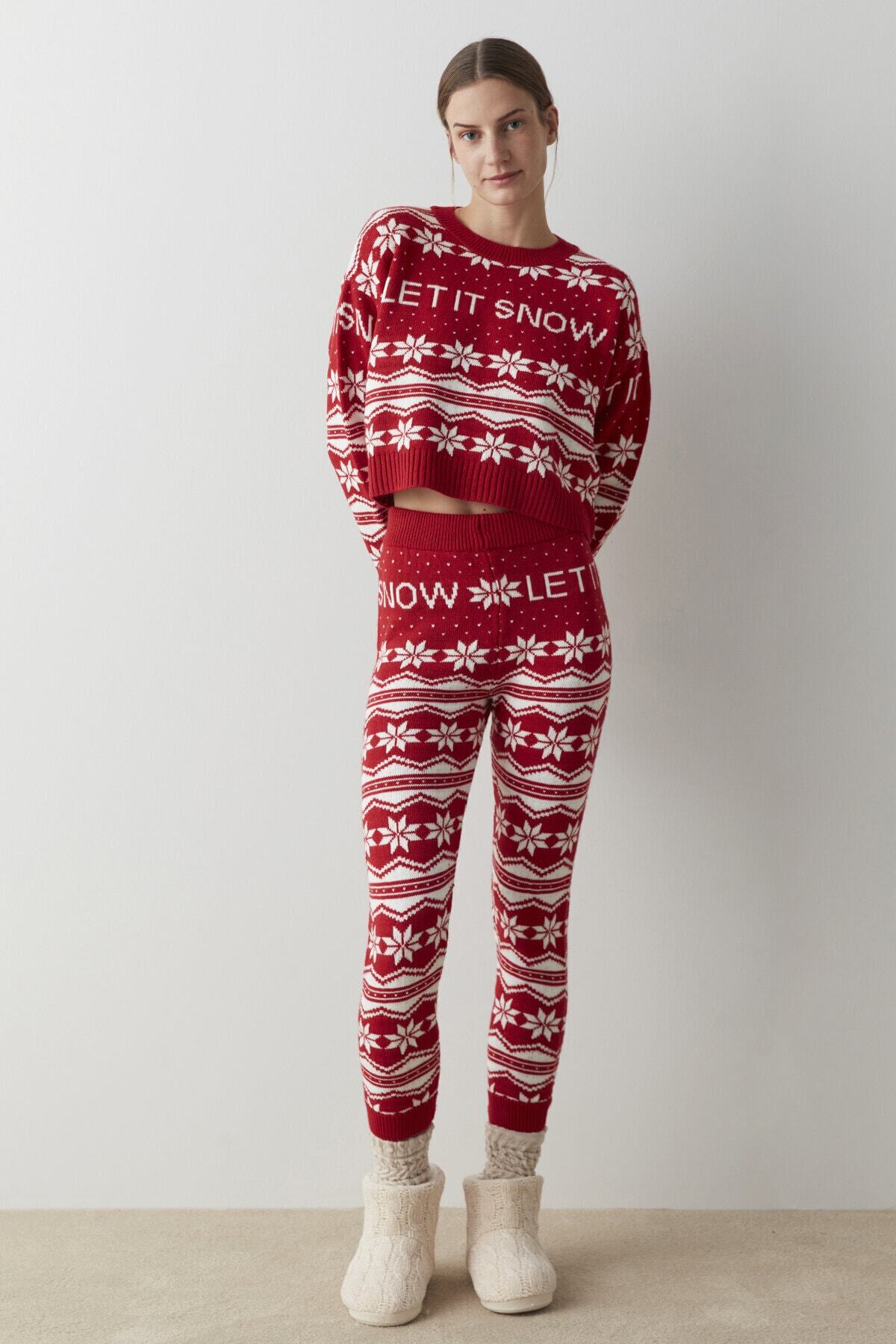 Penti Kırmızı Let It Snow Knit Tayt