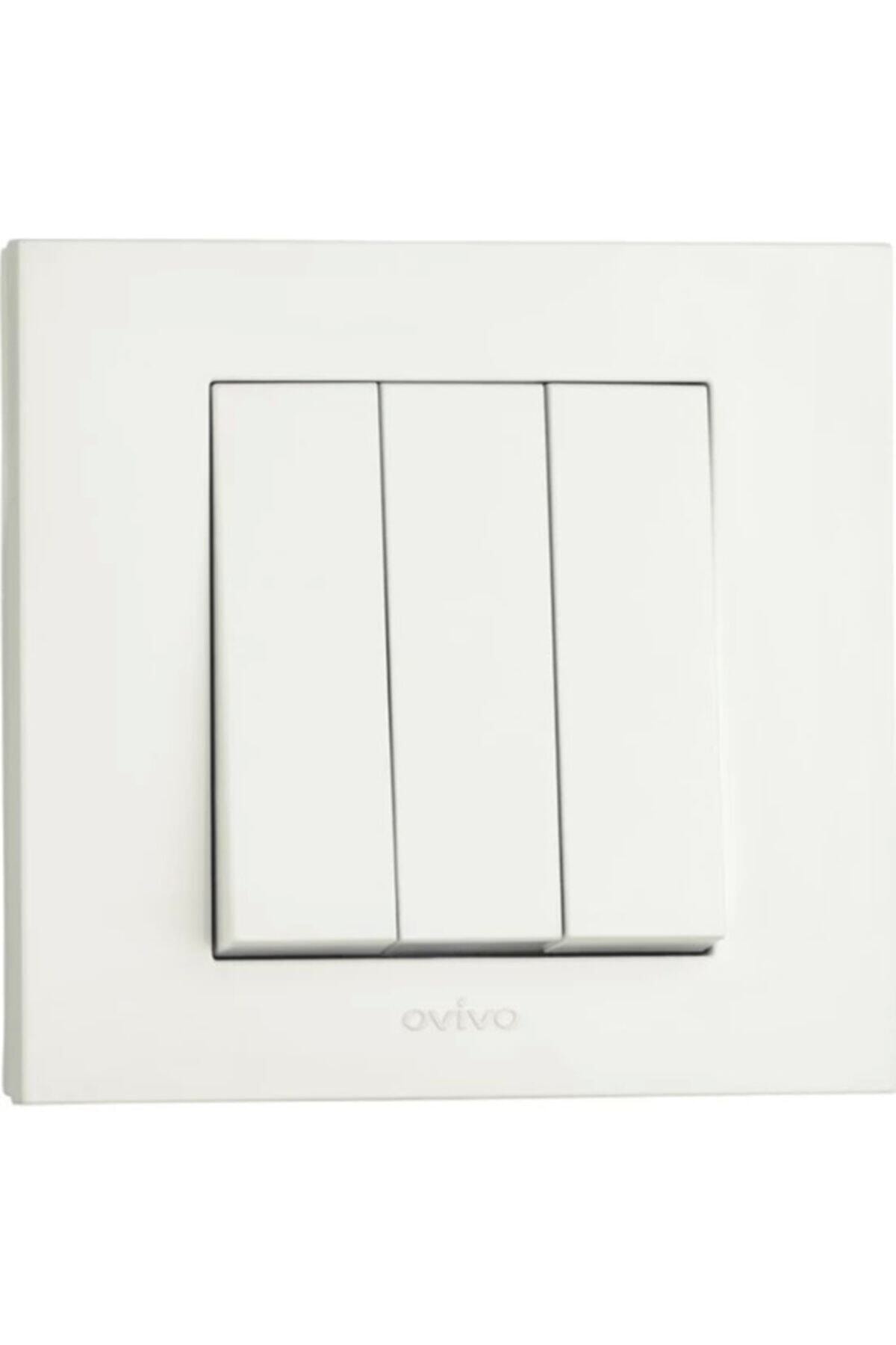 OVİVO Seldur Grano Beyaz Üçlü Anahtar Çerçeve