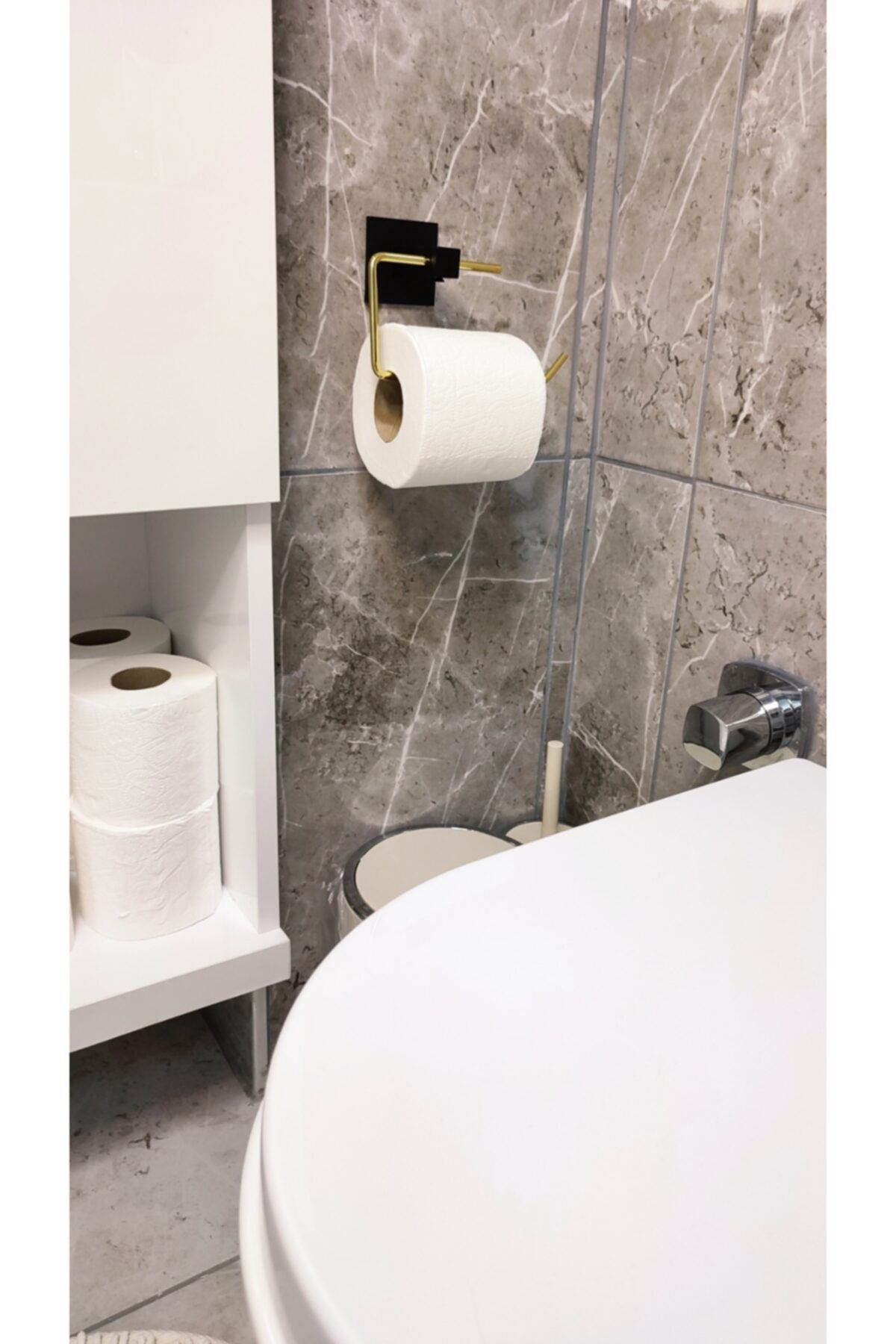 BKShome Wc Kağıtlık Tuvalet Kağıtlığı Tuvalet Kağıdı Askısı Vhb Yapışkanlı Tasarım Gold Paslanmaz