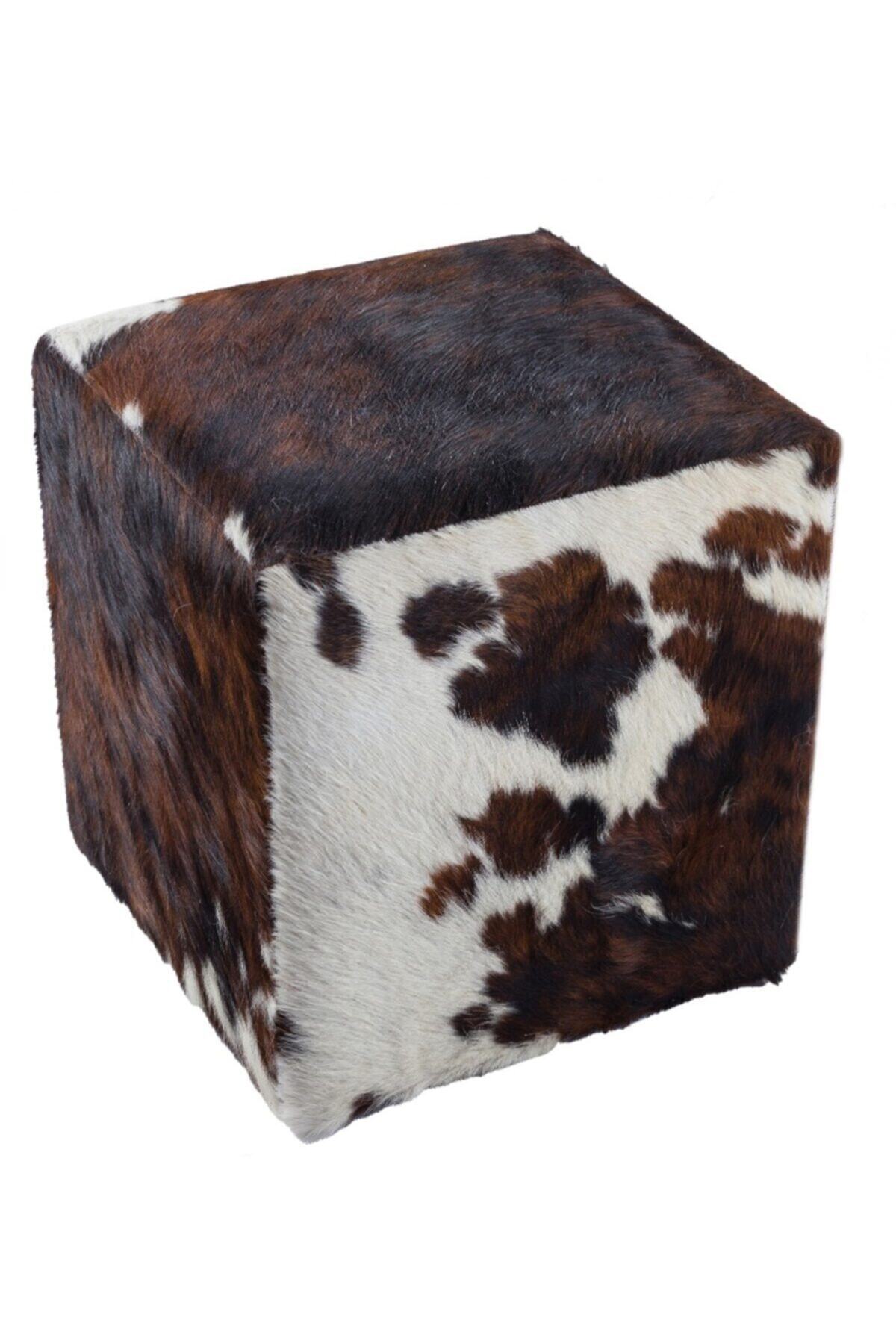 Dericibey Kahverengi Doğal Dana Derisi Puf Pf101-03 40x40x40cm