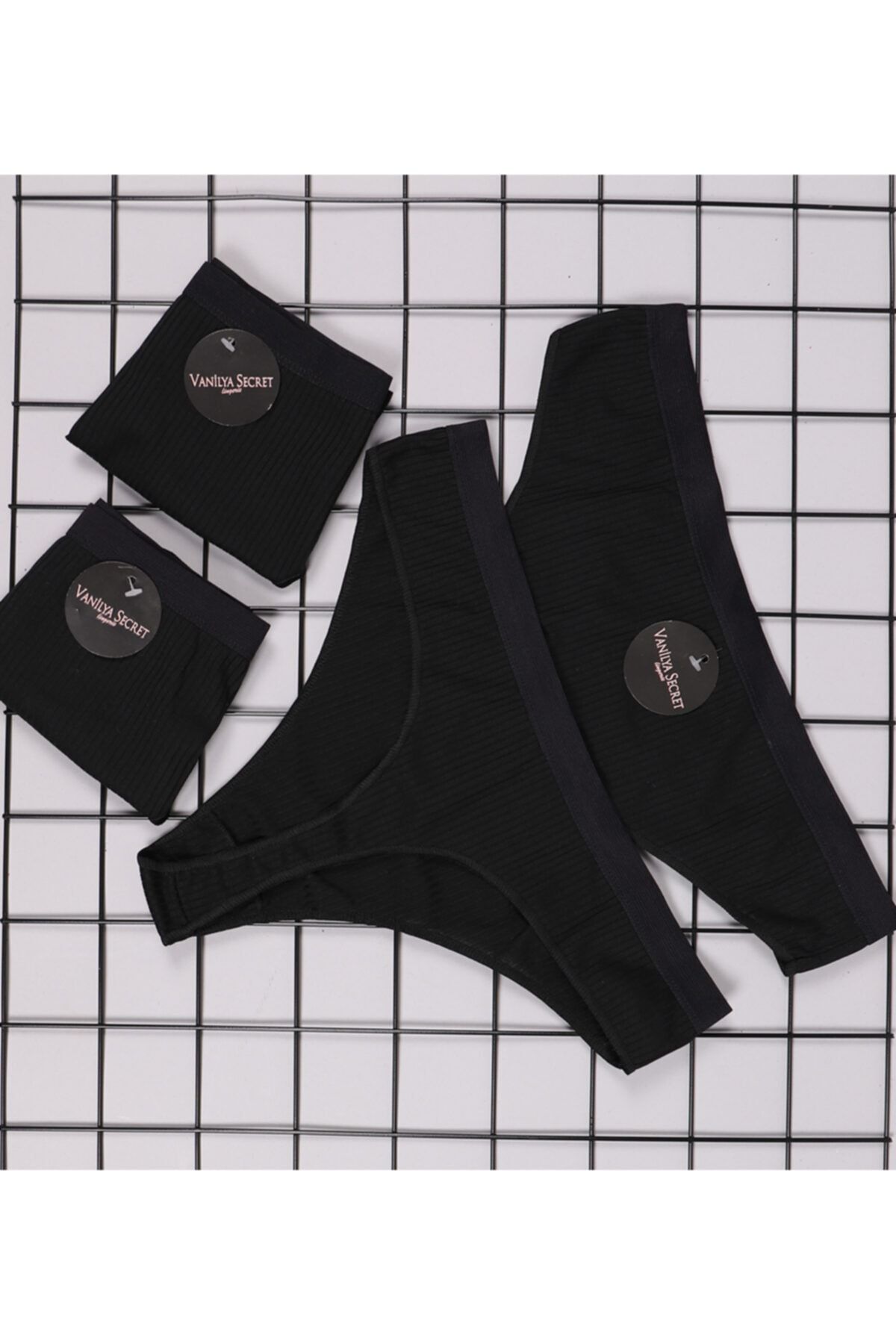 Vanilya Secret Vanilya 155 Beli Lastikli Ribana Tanga Siyah 2li